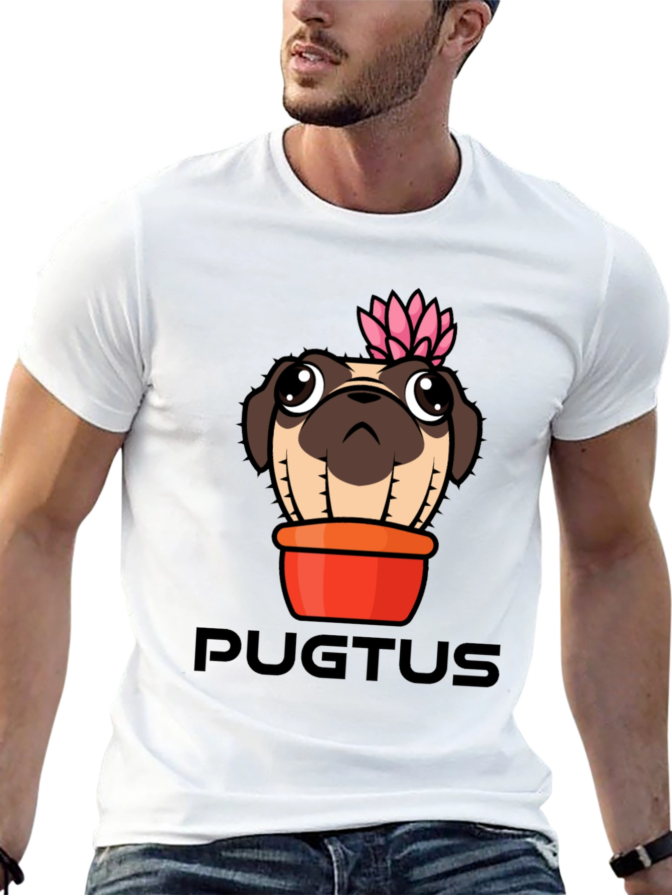 Pugtus T-Shirt - Pug Cactus Graphic Tee