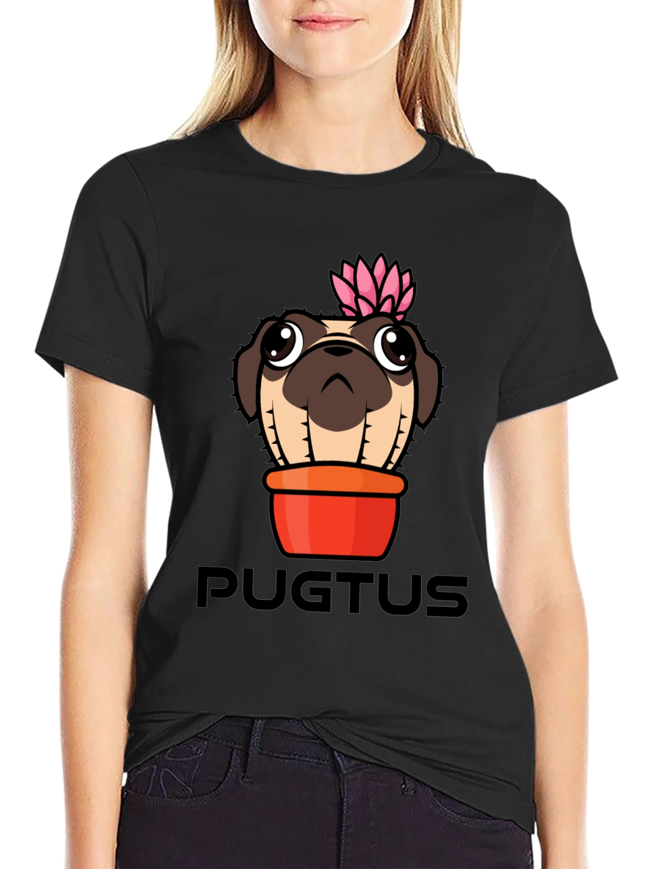 Pugtus T-Shirt - Pug Cactus Graphic Tee