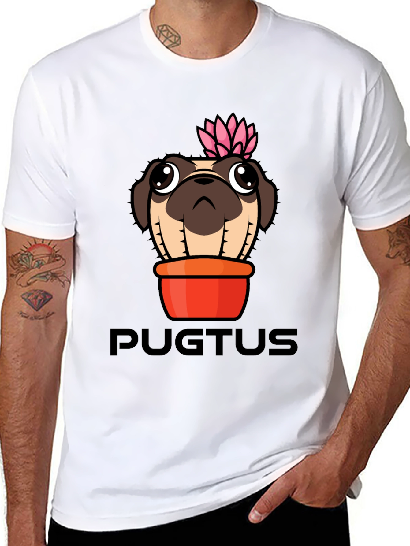 Pugtus T-Shirt - Pug Cactus Graphic Tee