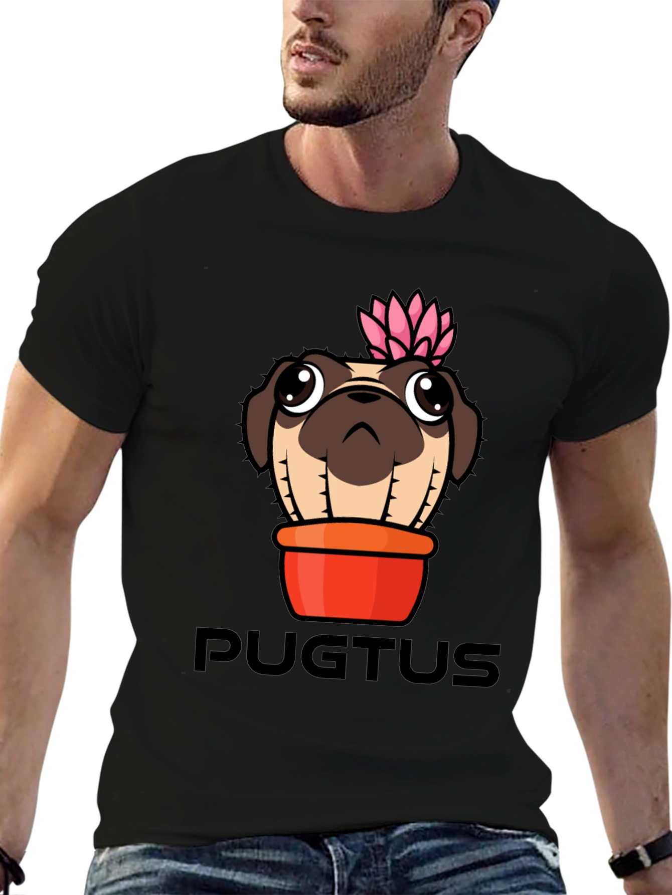 Pugtus T-Shirt - Pug Cactus Graphic Tee