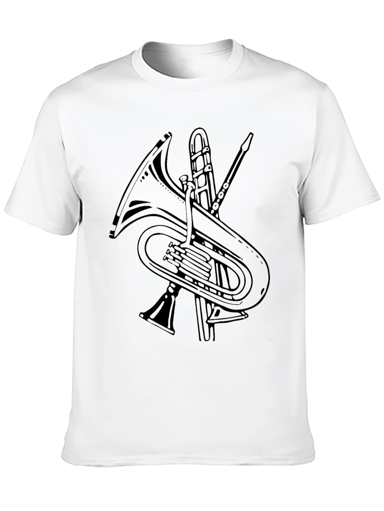 Musical Instrument Graphic Print Black T-Shirt