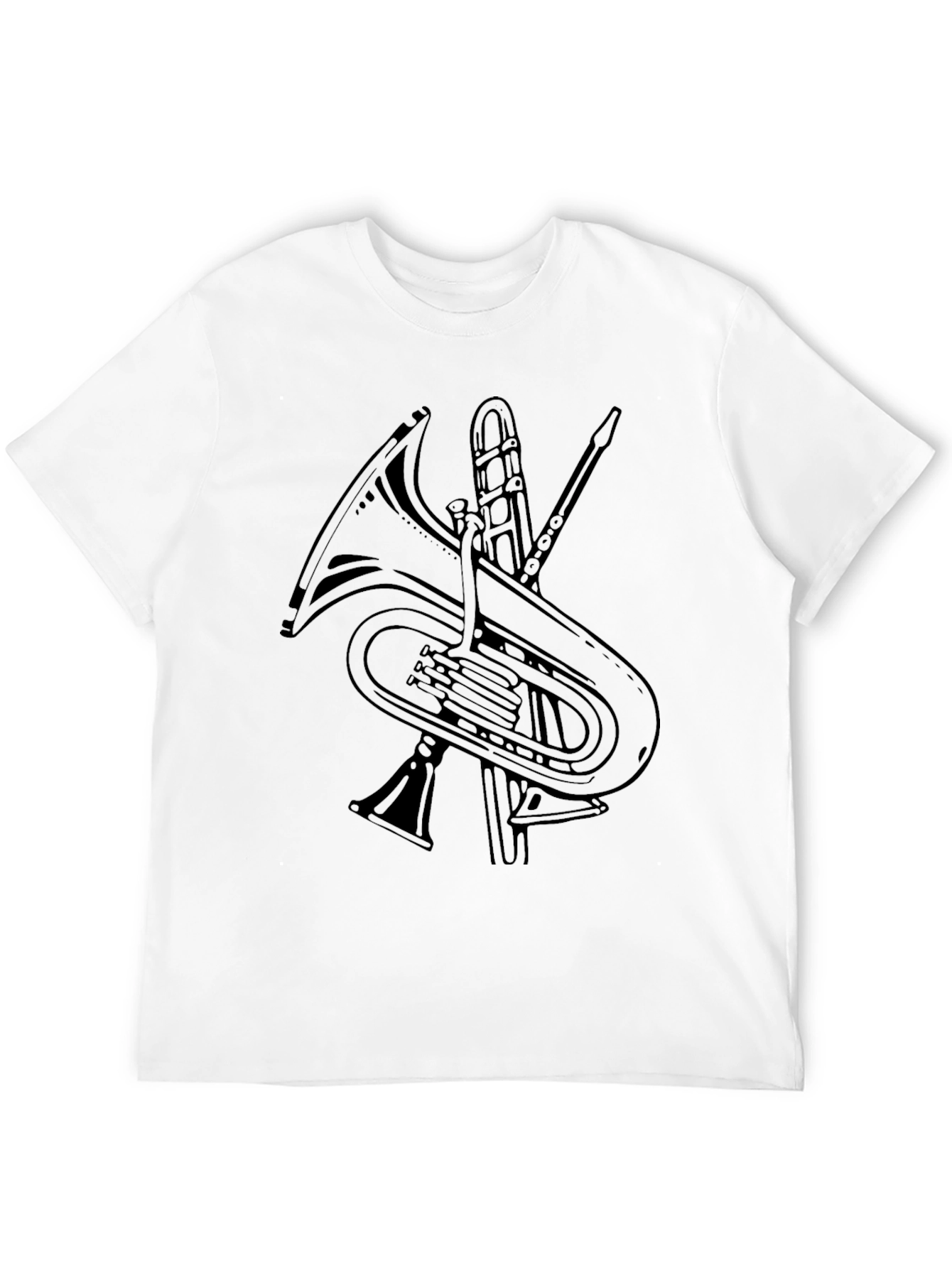 Musical Instrument Graphic Print Black T-Shirt