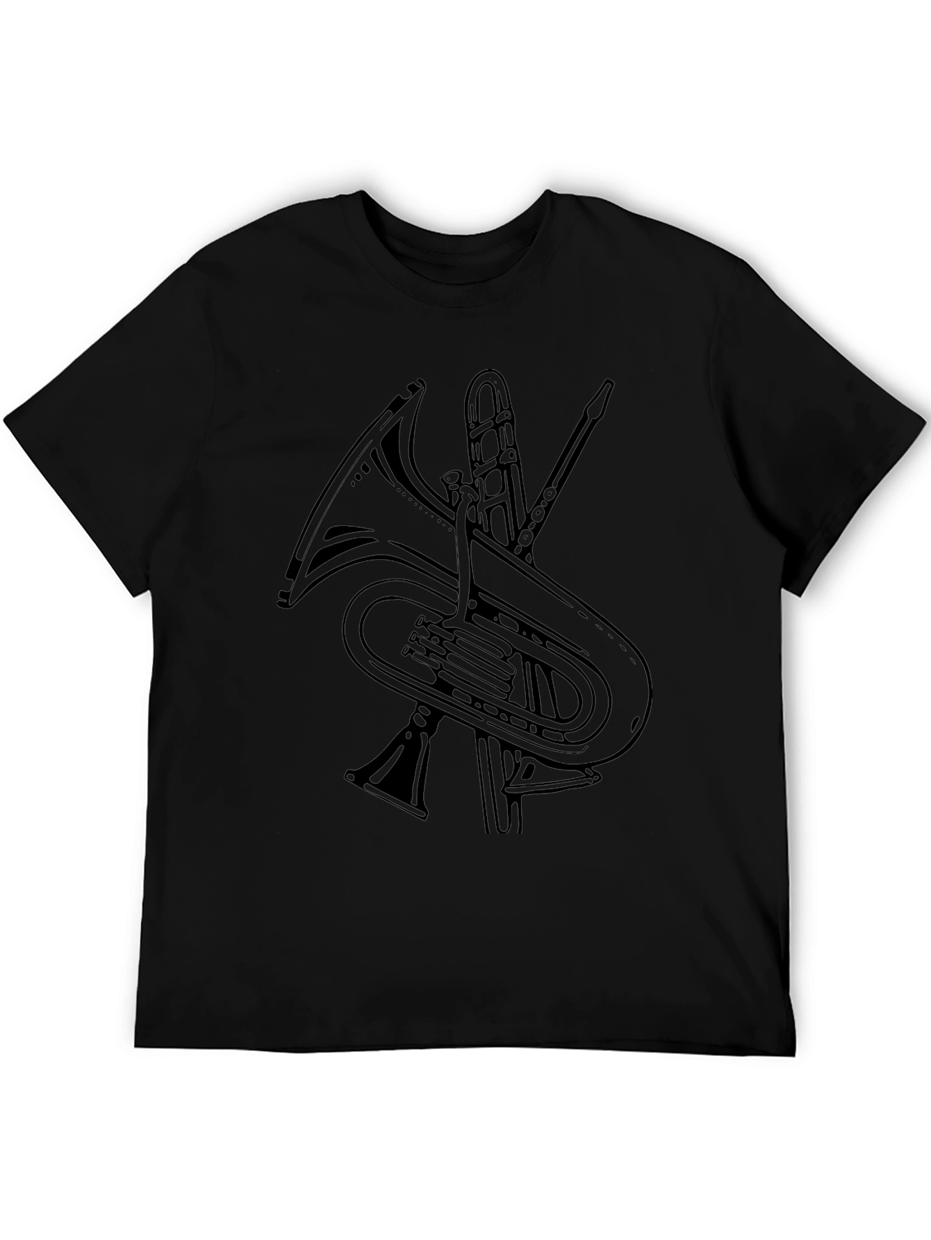 Musical Instrument Graphic Print Black T-Shirt