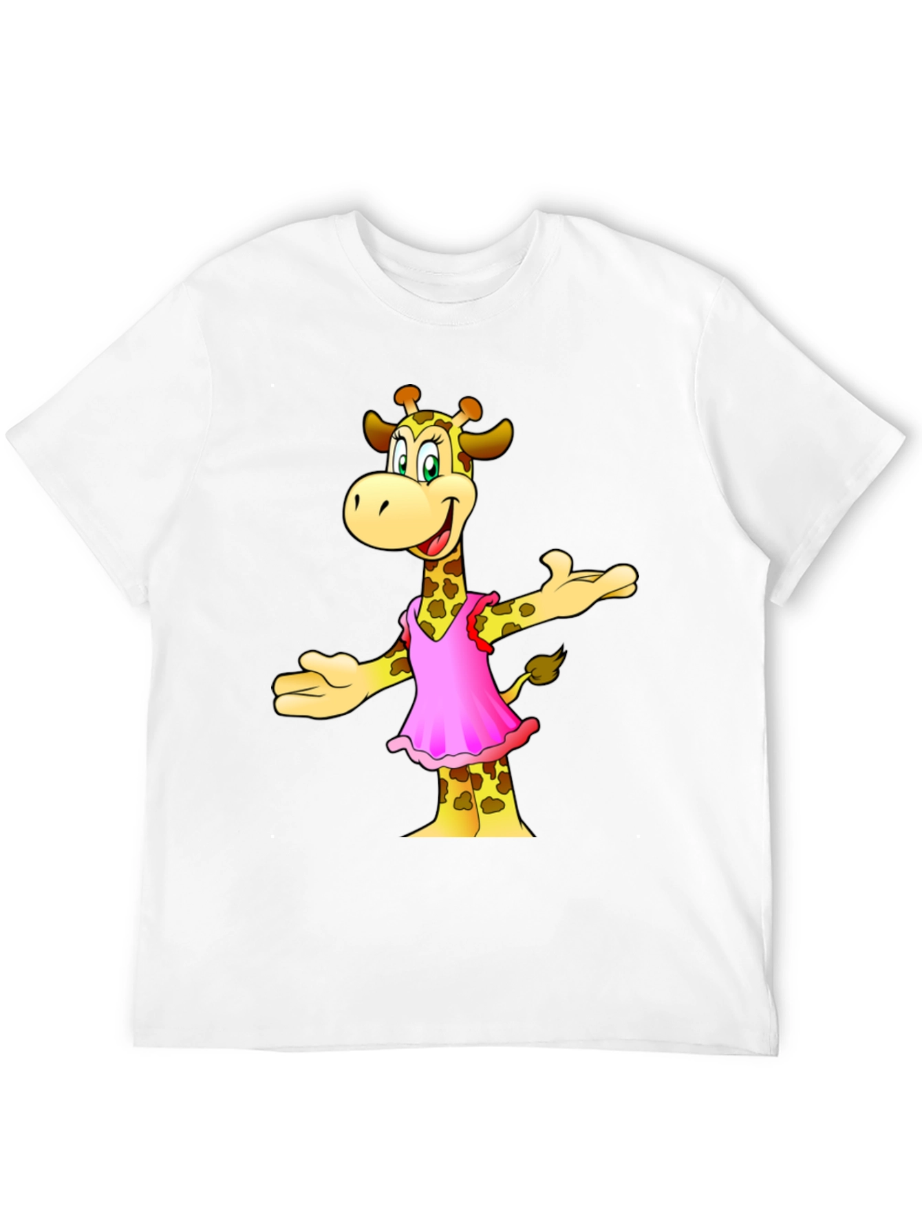 Giraffe in Pink Dress Graphic Tee - Black