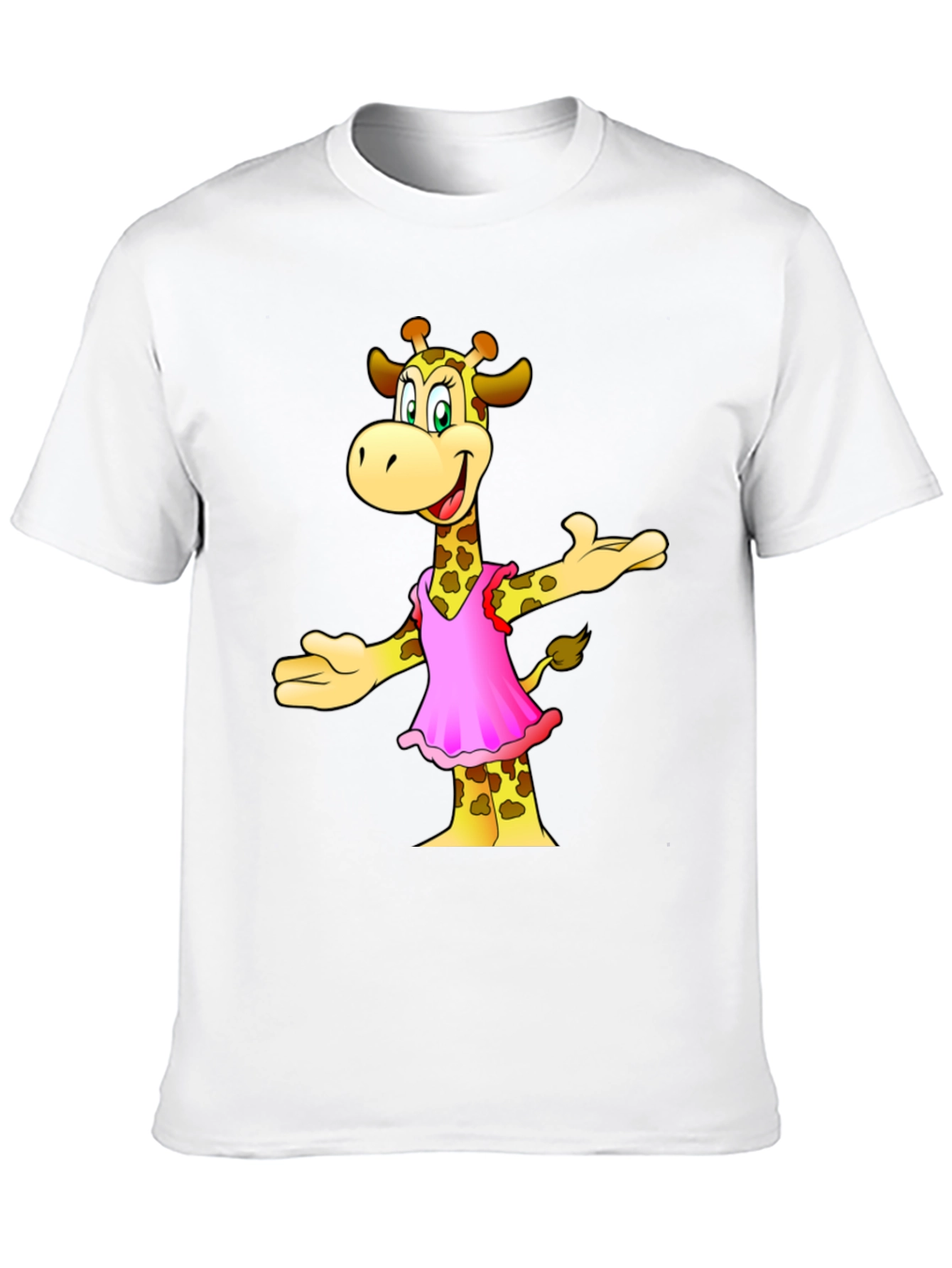 Giraffe in Pink Dress Graphic Tee - Black
