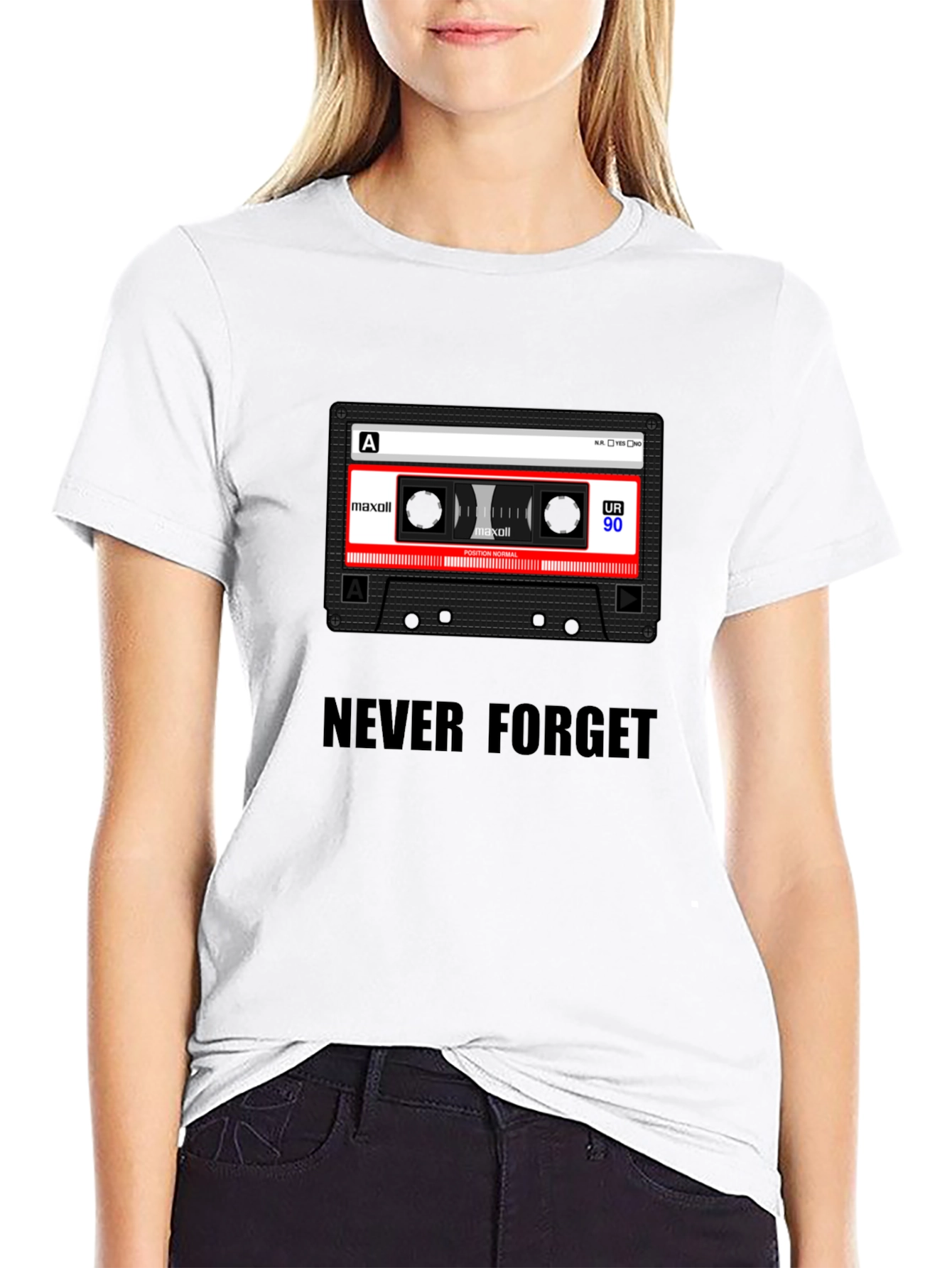Never Forget Cassette Tape Black T-Shirt