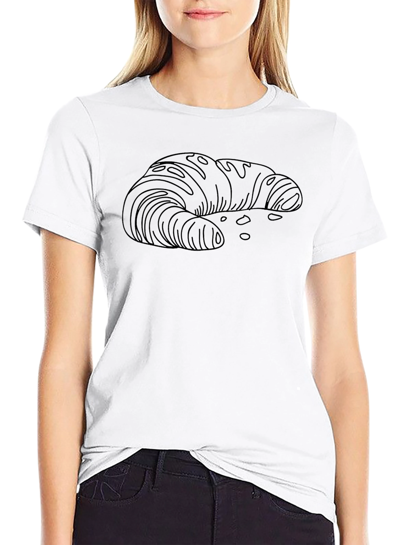 Croissant Graphic Tee - Black Casual T-Shirt