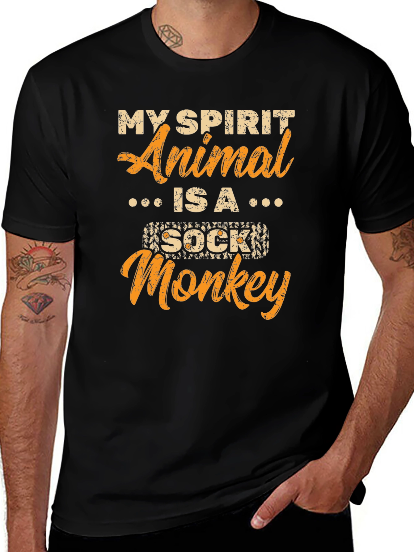 My Spirit Animal Sock Monkey Black T-Shirt