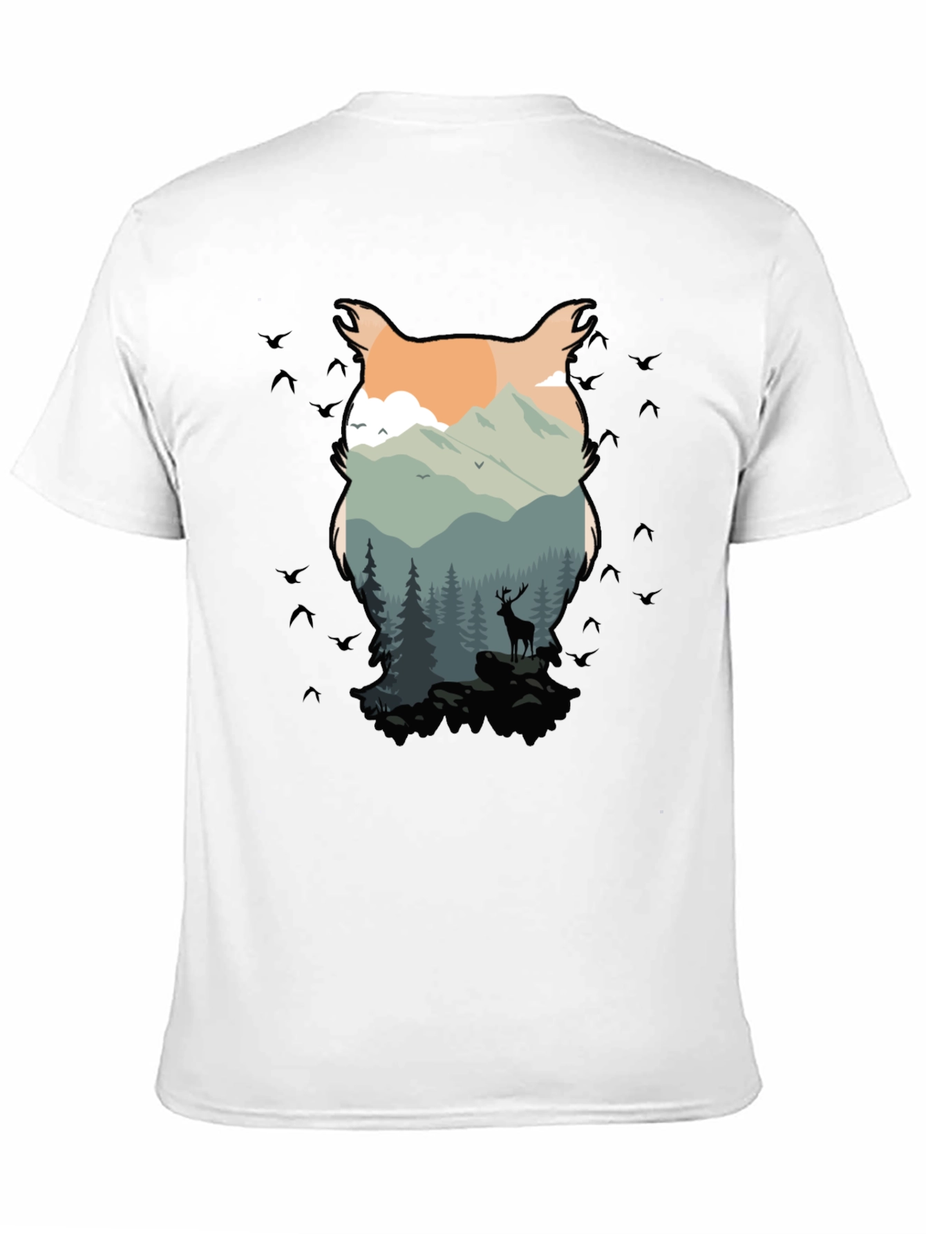 Nature Owl Graphic Black T-Shirt