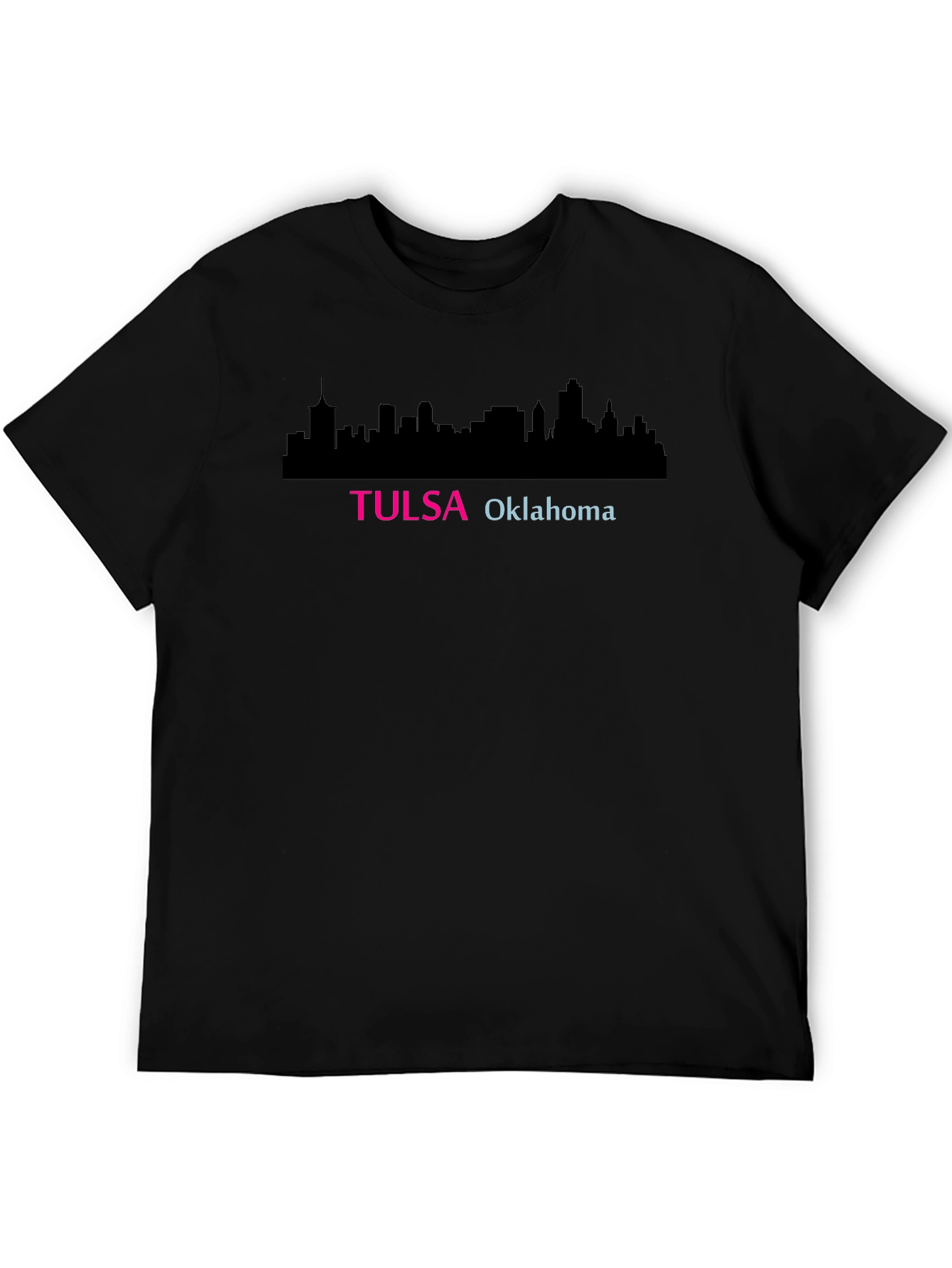 Tulsa Oklahoma Skyline Graphic Tee - Black Cotton Blend