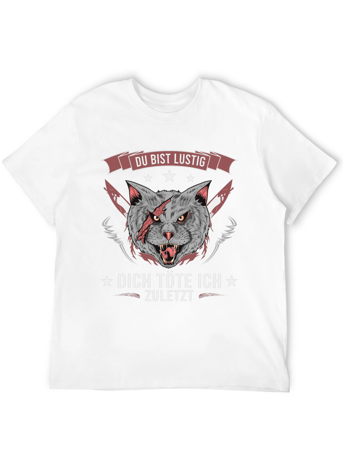 Funny Cat Graphic Tee - Du Bist Lustig