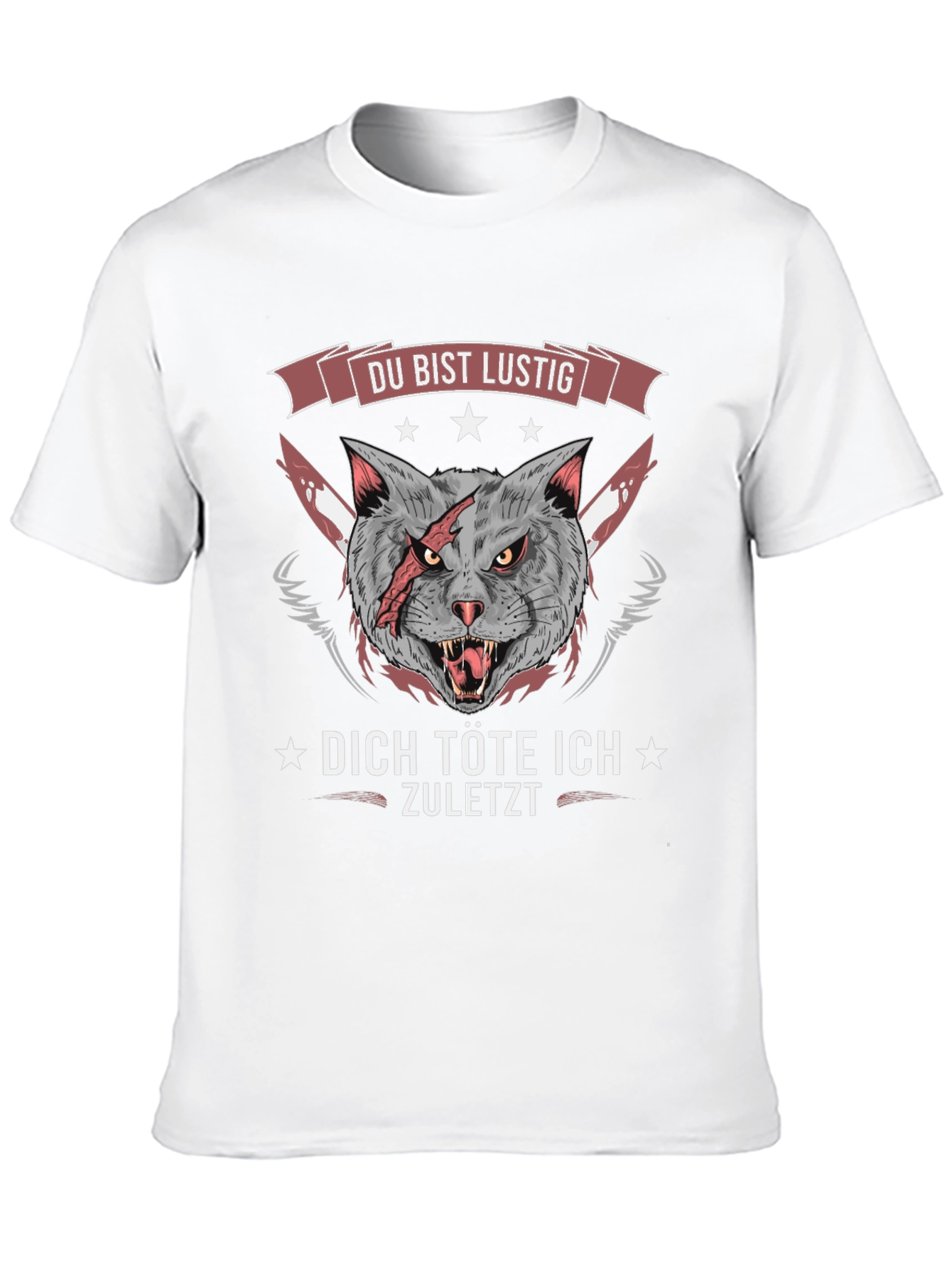 Funny Cat Graphic Tee - Du Bist Lustig