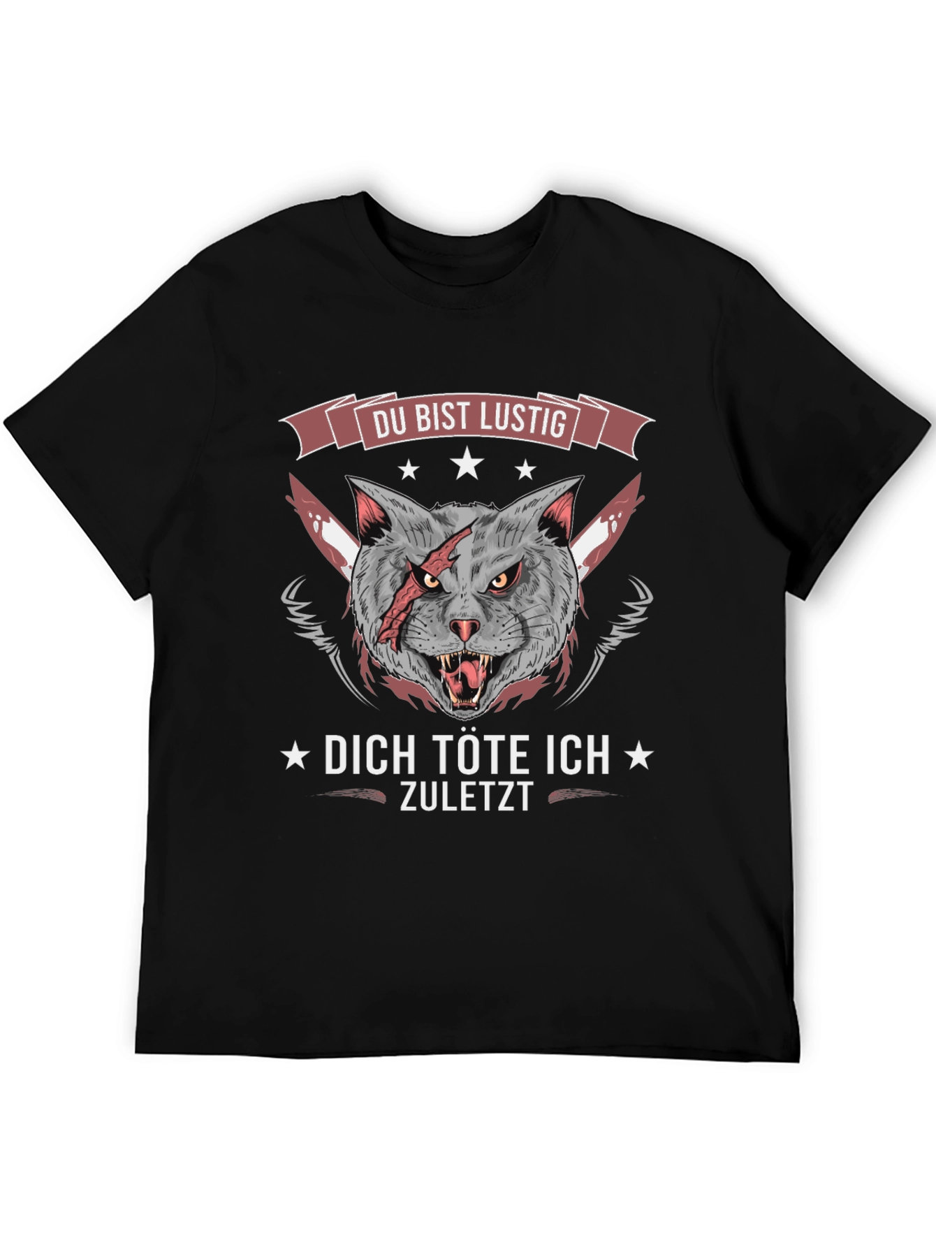 Funny Cat Graphic Tee - Du Bist Lustig