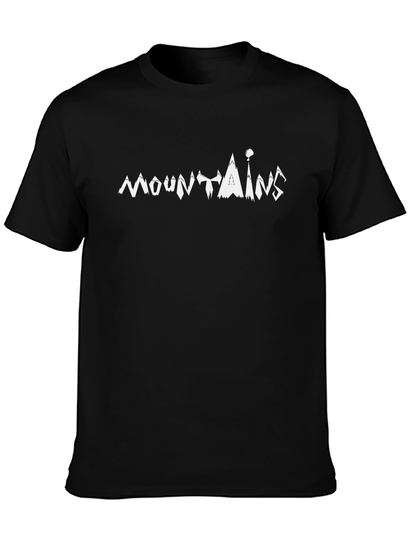 Mountains Graphic Tee - Black Cotton Crew Neck