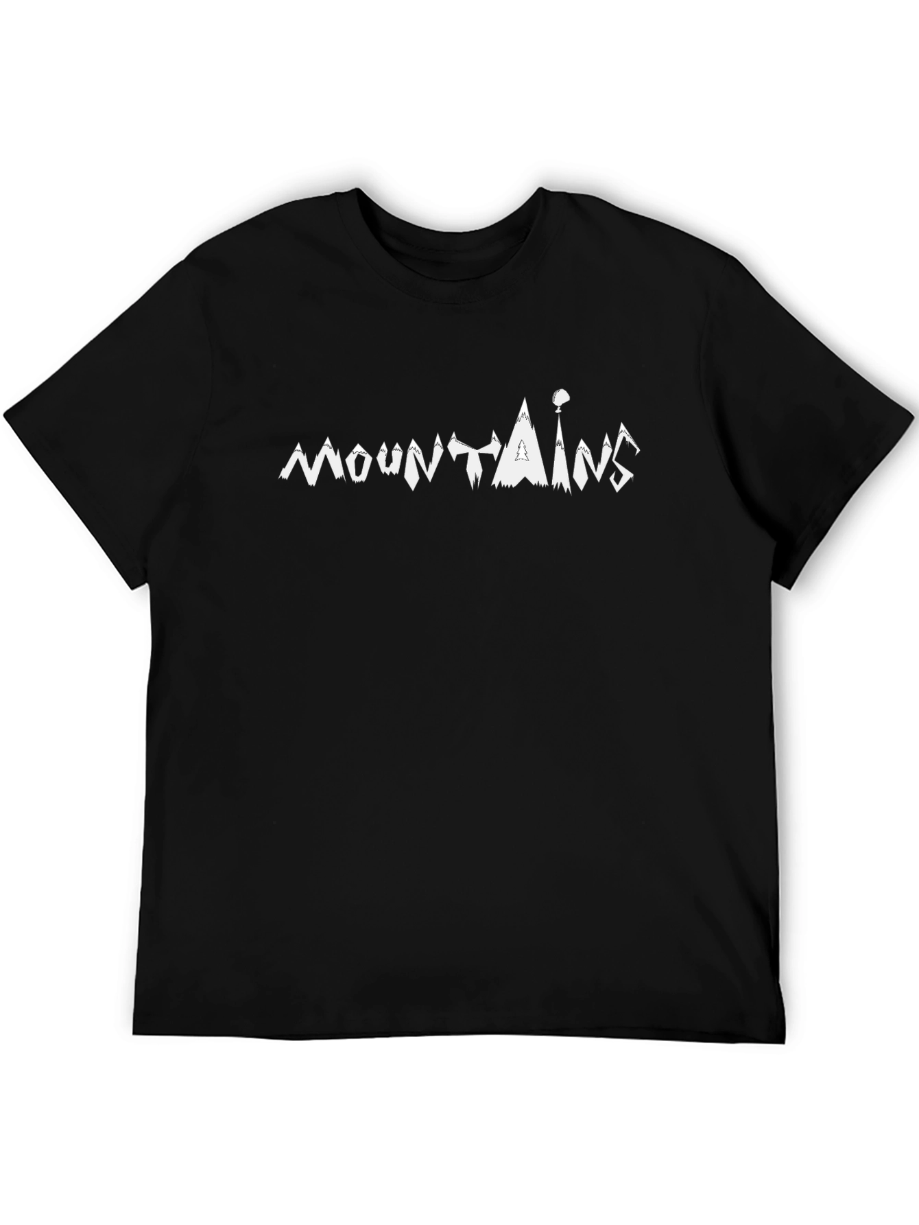 Mountains Graphic Tee - Black Cotton Crew Neck