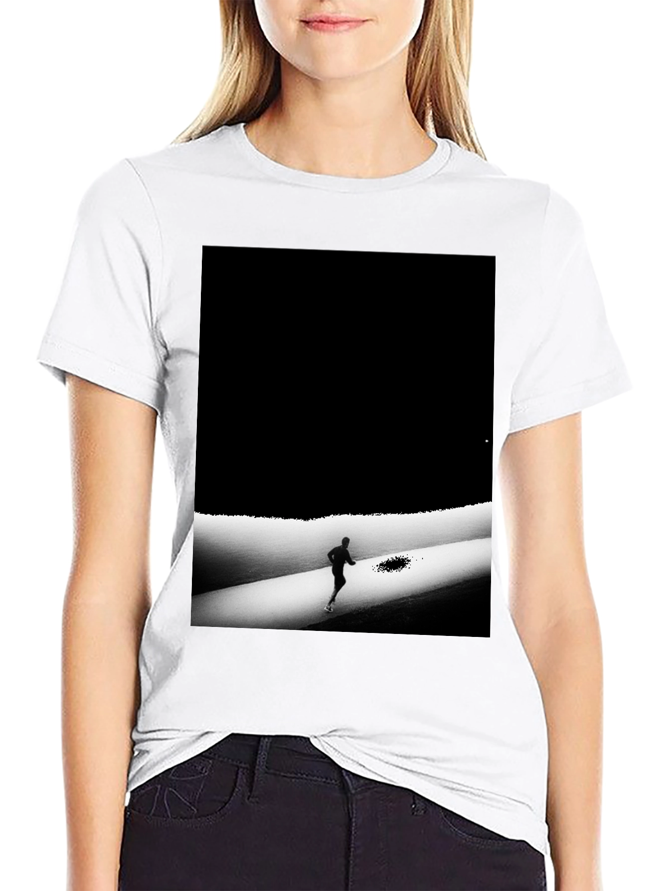 Monochrome Runner Graphic Tee - Soft Stylish Black T-Shirt