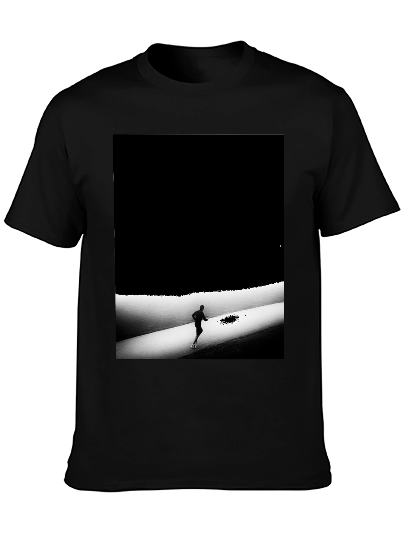Monochrome Runner Graphic Tee - Soft Stylish Black T-Shirt
