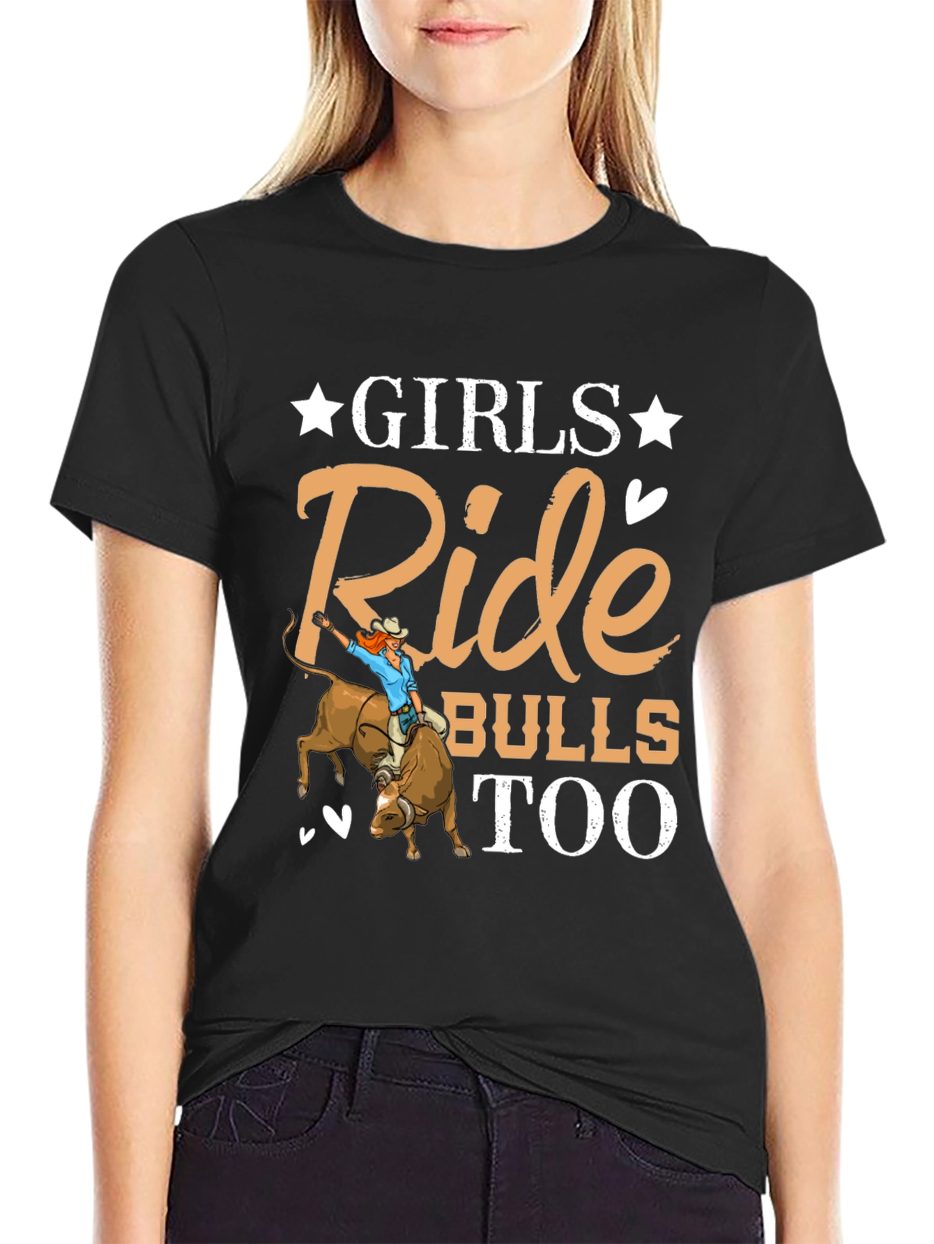 Girls Ride Bulls Too Graphic T-Shirt