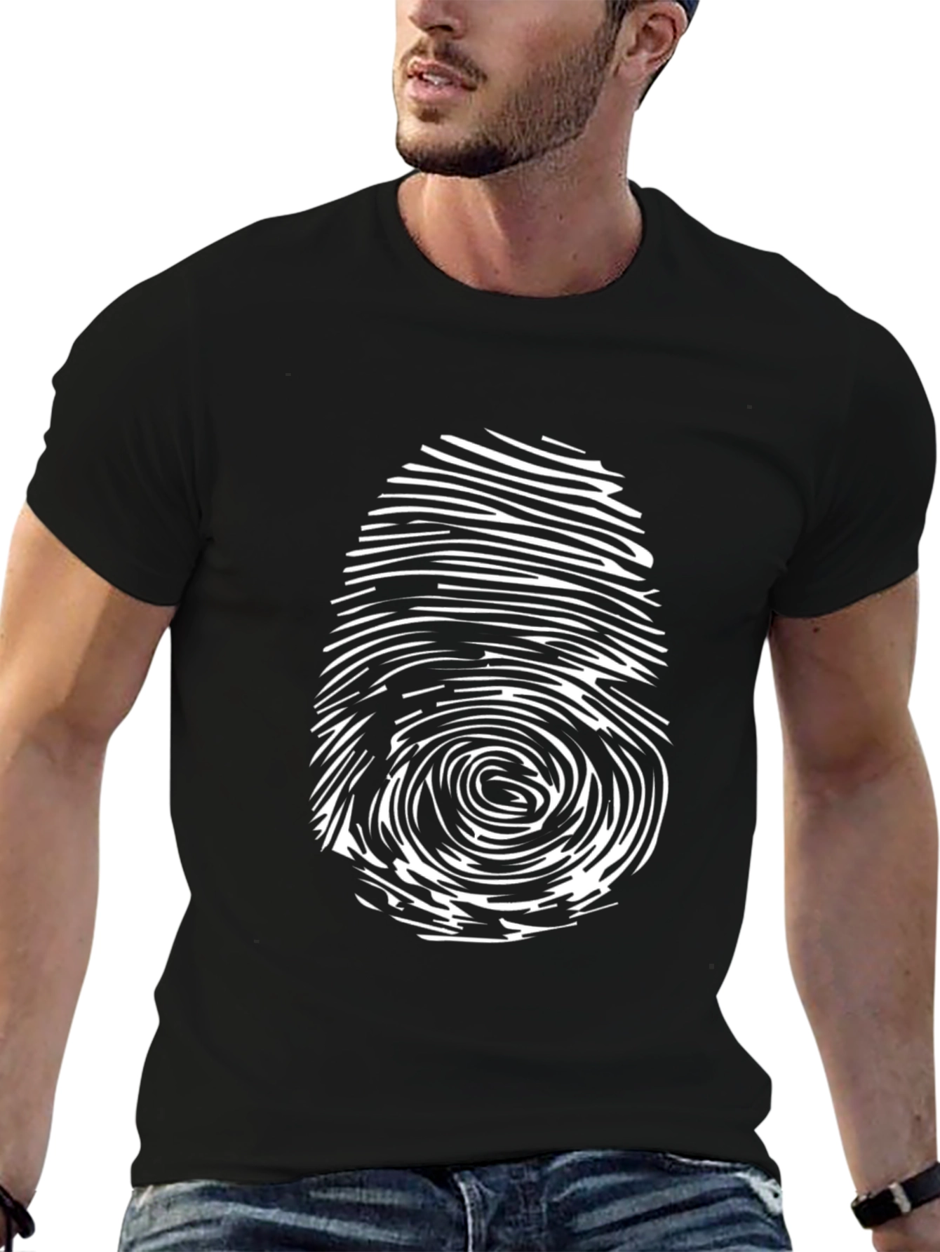 Fingerprint Graphic T-Shirt - Black