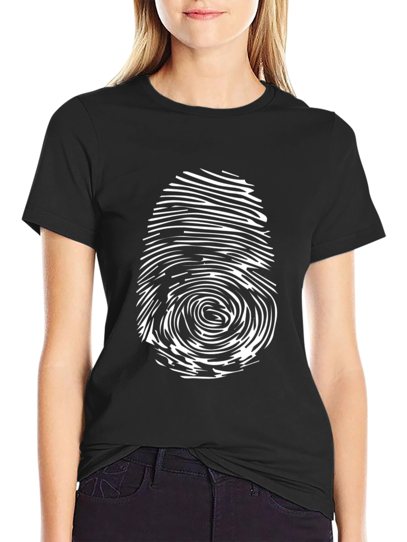 Fingerprint Graphic T-Shirt - Black
