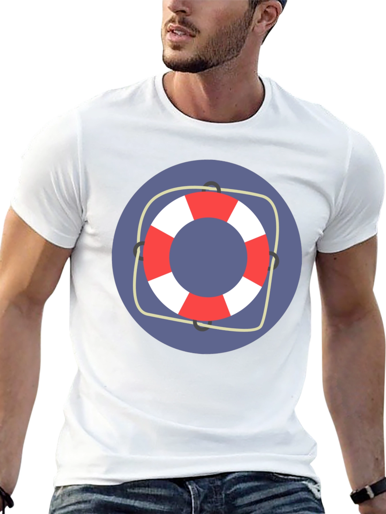 Nautical Life Preserver Graphic Tee - Black