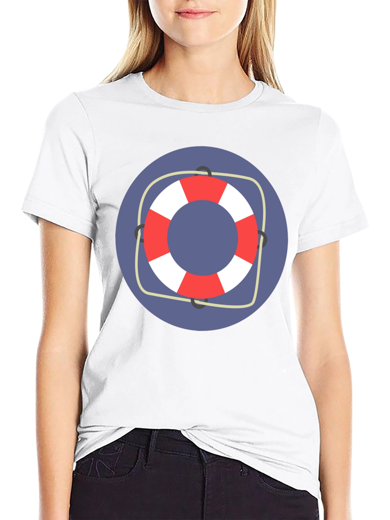 Nautical Life Preserver Graphic Tee - Black