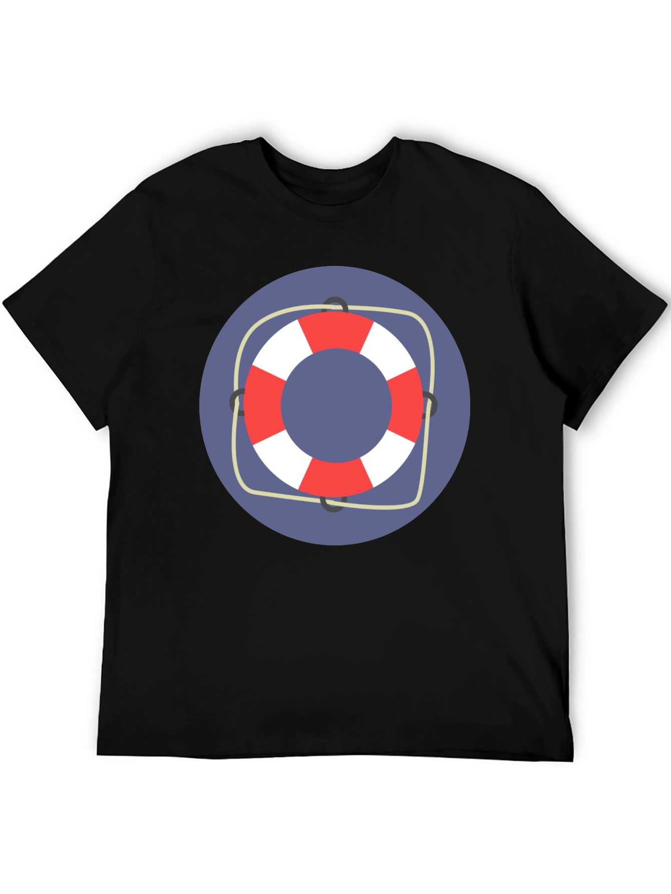 Nautical Life Preserver Graphic Tee - Black