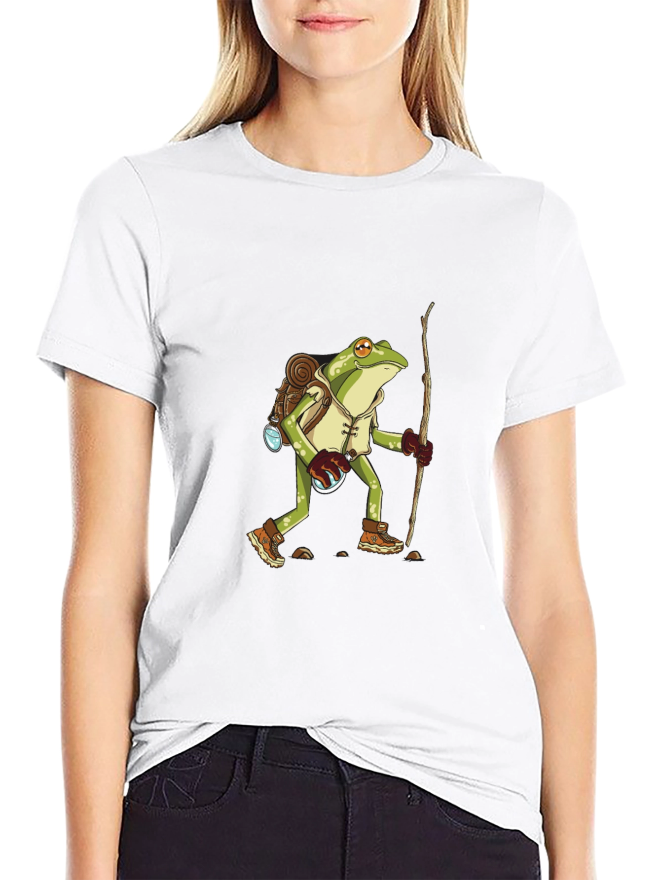 Hiking Frog T-Shirt - Adventurous Amphibian Design