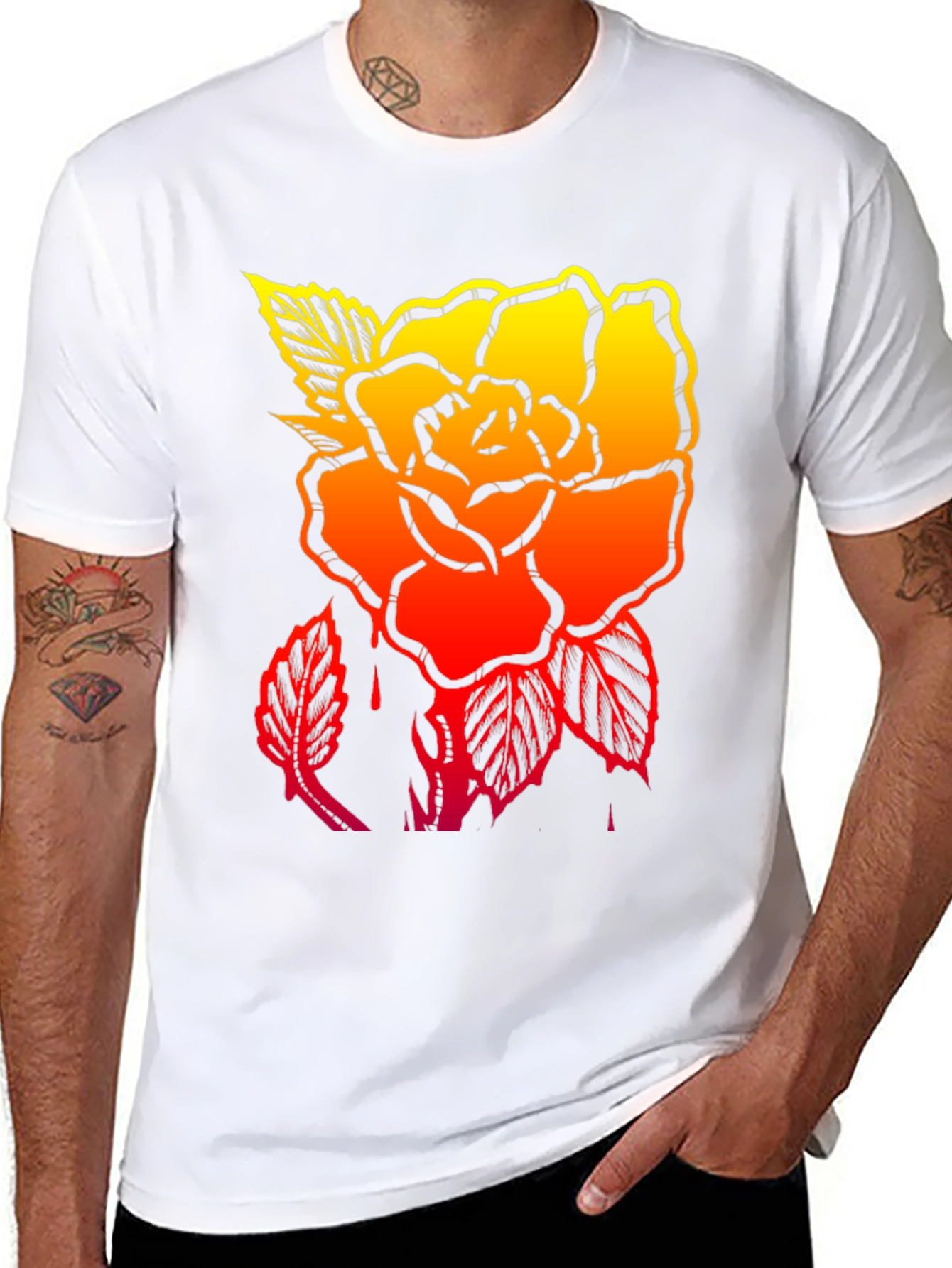Gradient Rose Graphic T-Shirt - Stylish Mens Tee