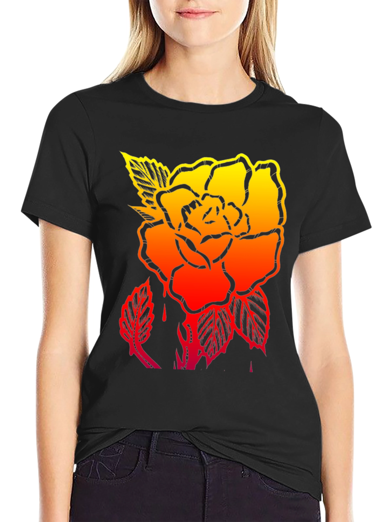 Gradient Rose Graphic T-Shirt - Stylish Mens Tee
