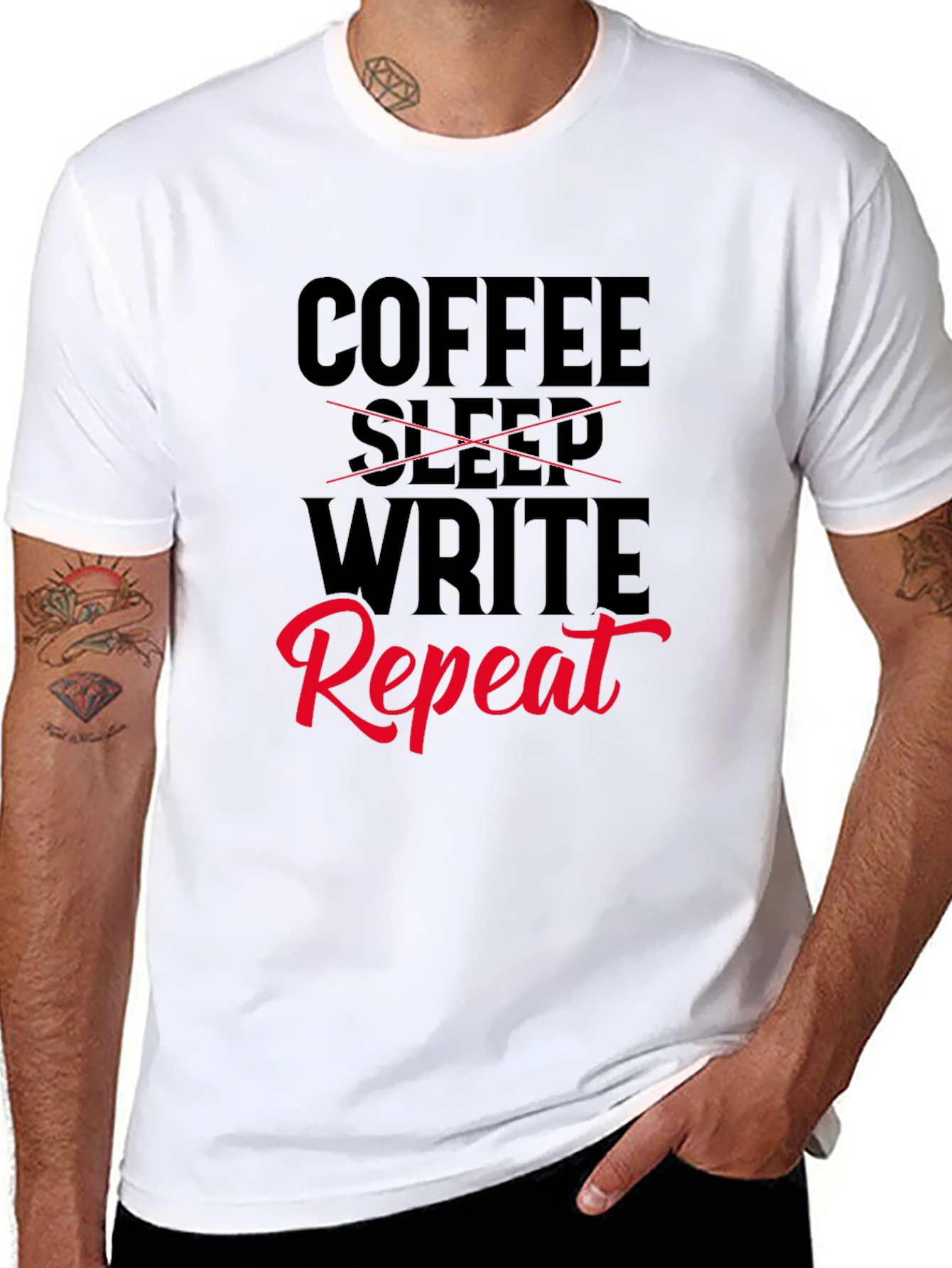 Coffee Write Repeat T-Shirt - Writers Tee