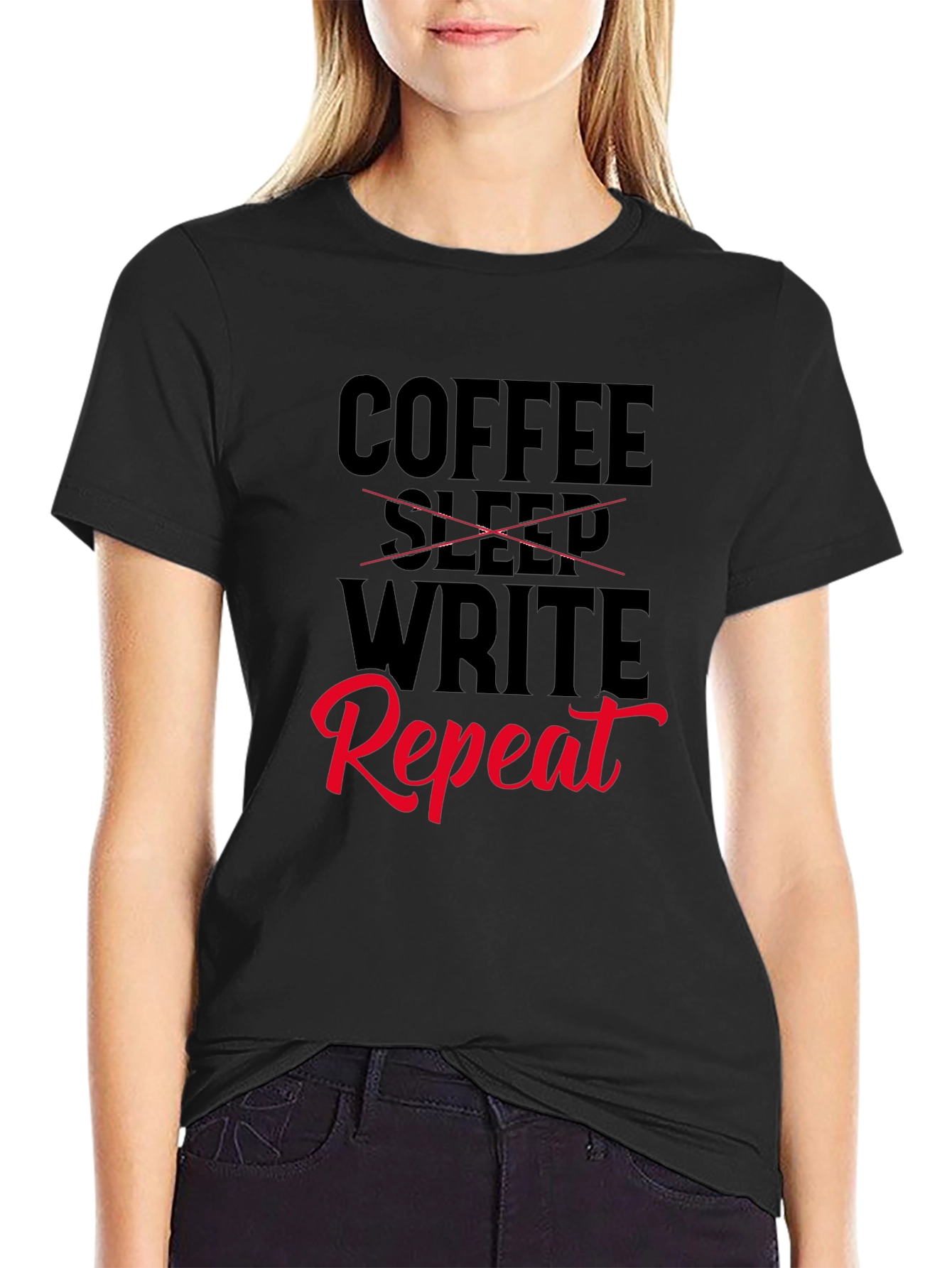Coffee Write Repeat T-Shirt - Writers Tee