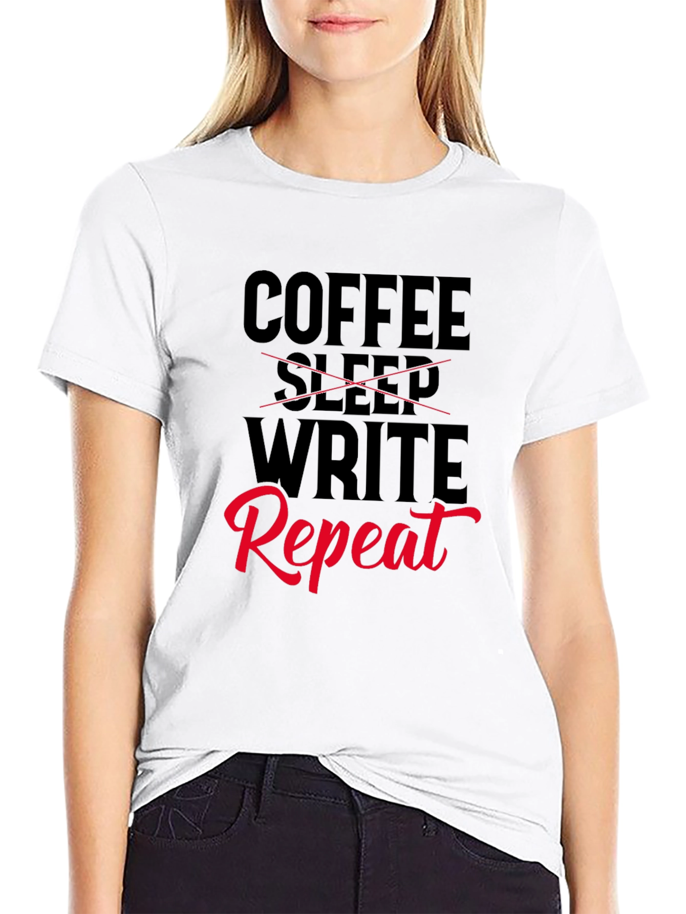 Coffee Write Repeat T-Shirt - Writers Tee
