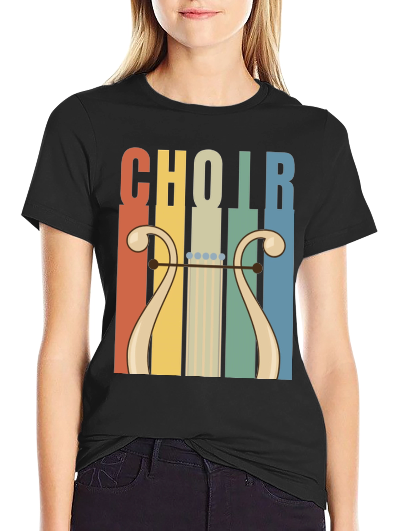 Retro Choir Lyre Graphic Tee - Music Lovers T-Shirt