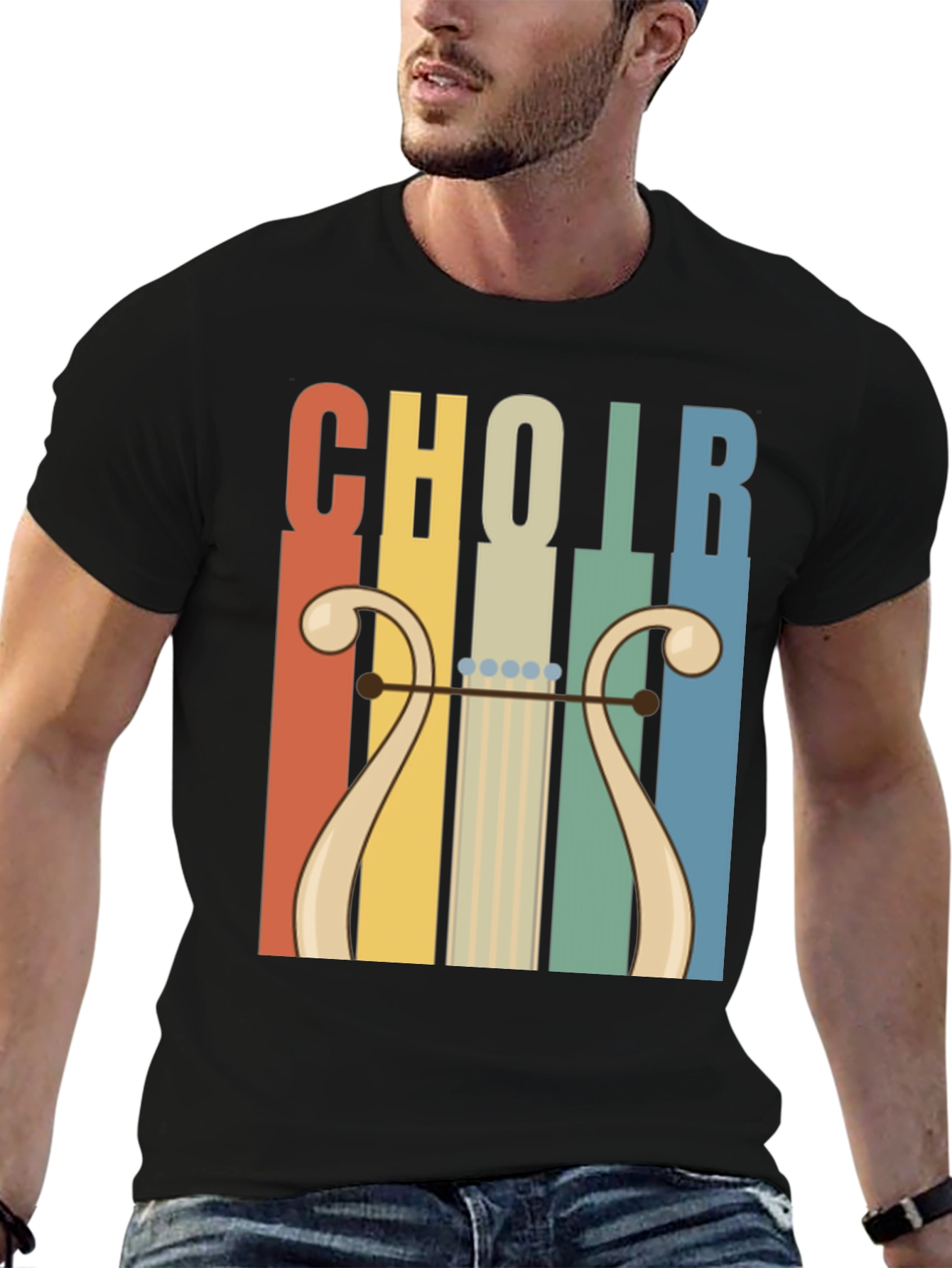Retro Choir Lyre Graphic Tee - Music Lovers T-Shirt
