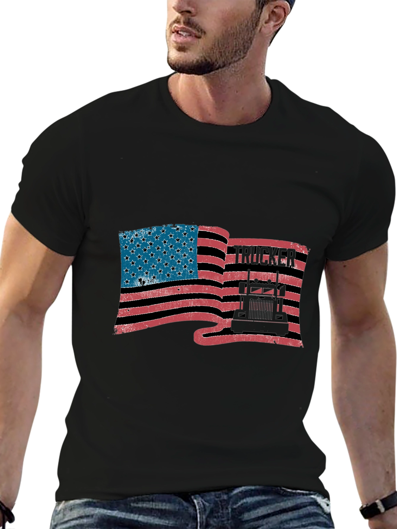 Trucker American Flag T-Shirt