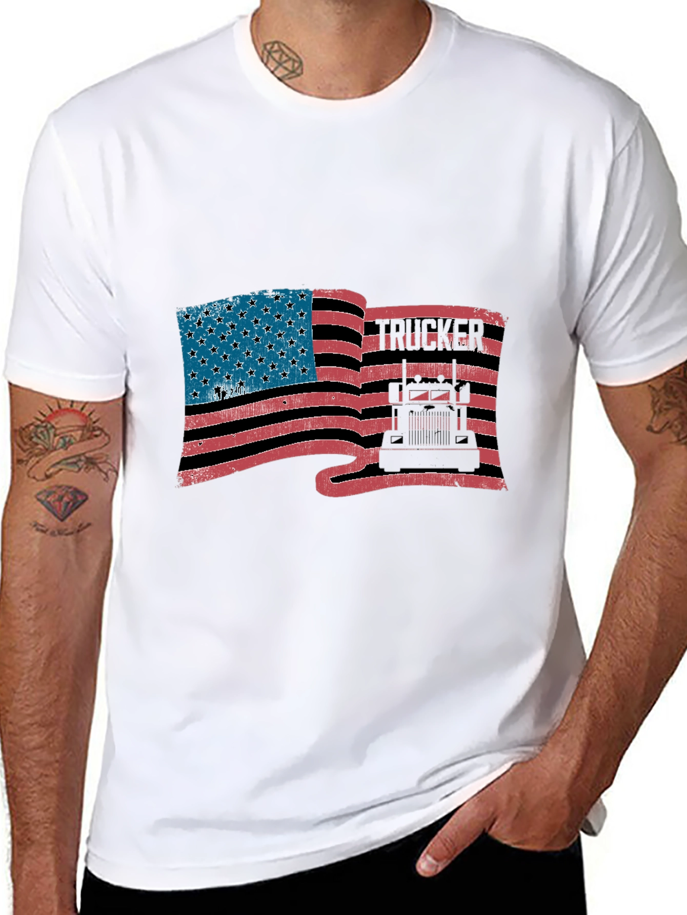 Trucker American Flag T-Shirt