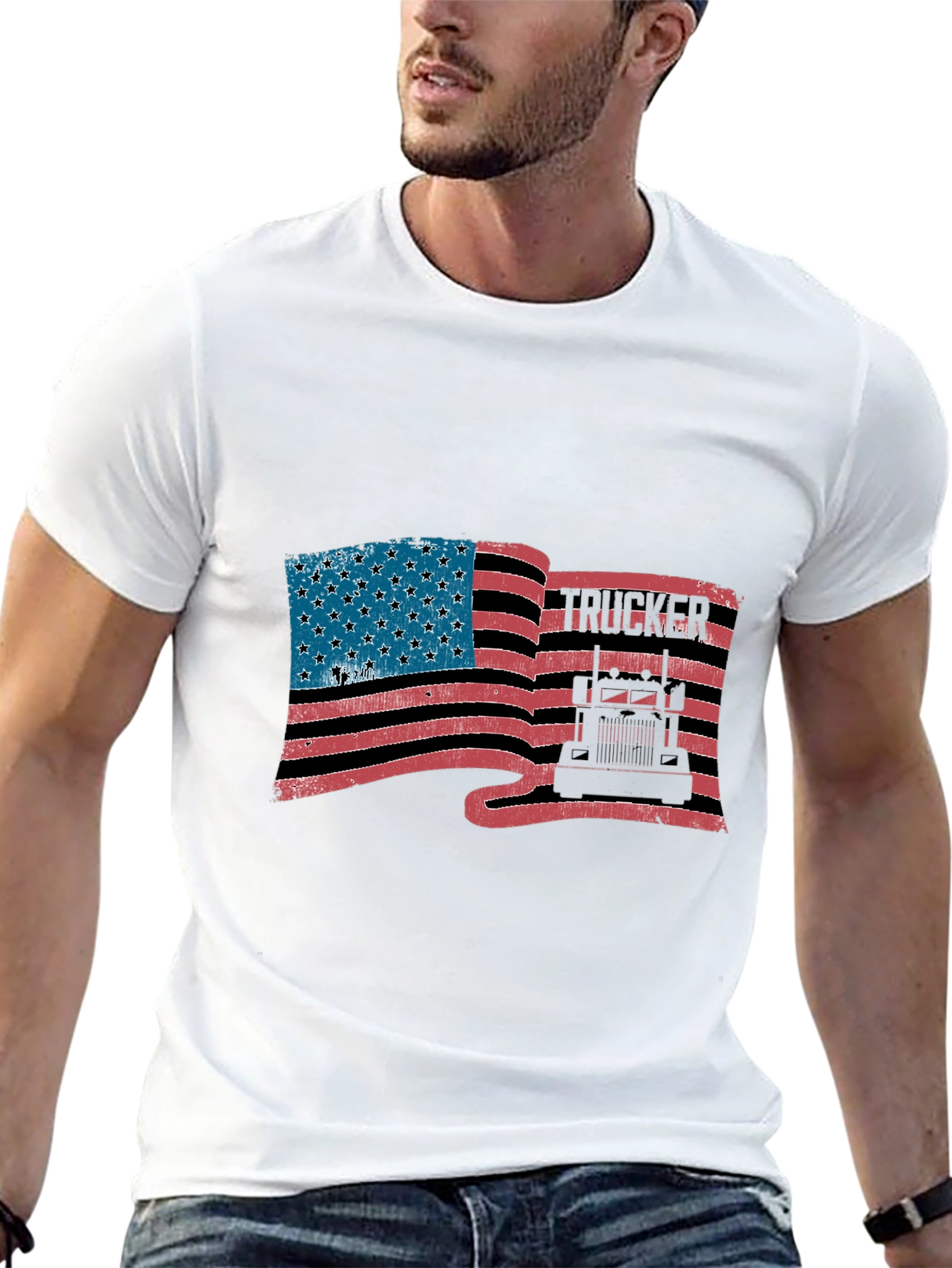 Trucker American Flag T-Shirt