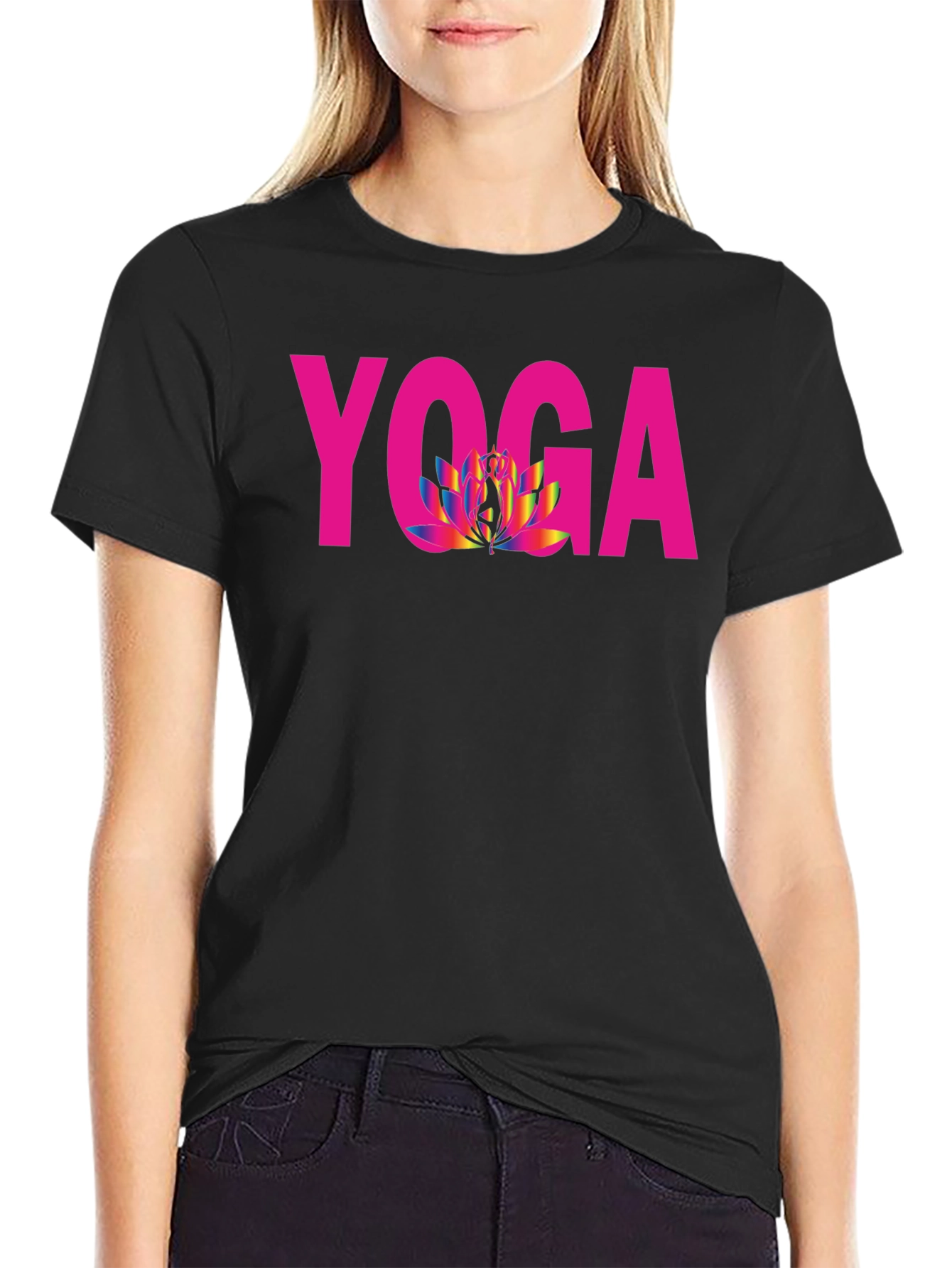 Yoga Lotus Blossom Black T-Shirt