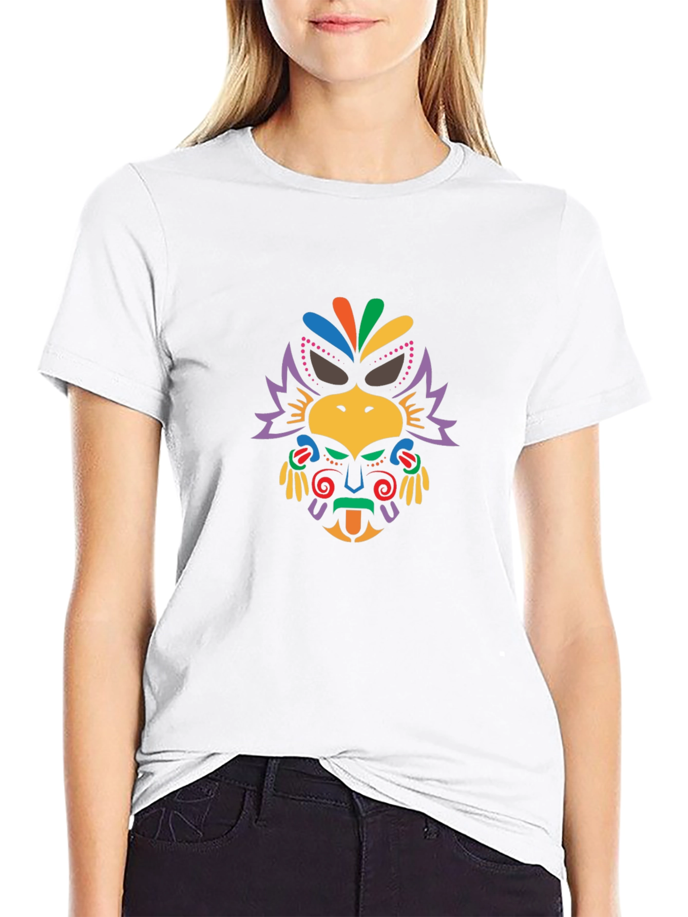 Tribal Mask Graphic Tee - Mens Black T-Shirt