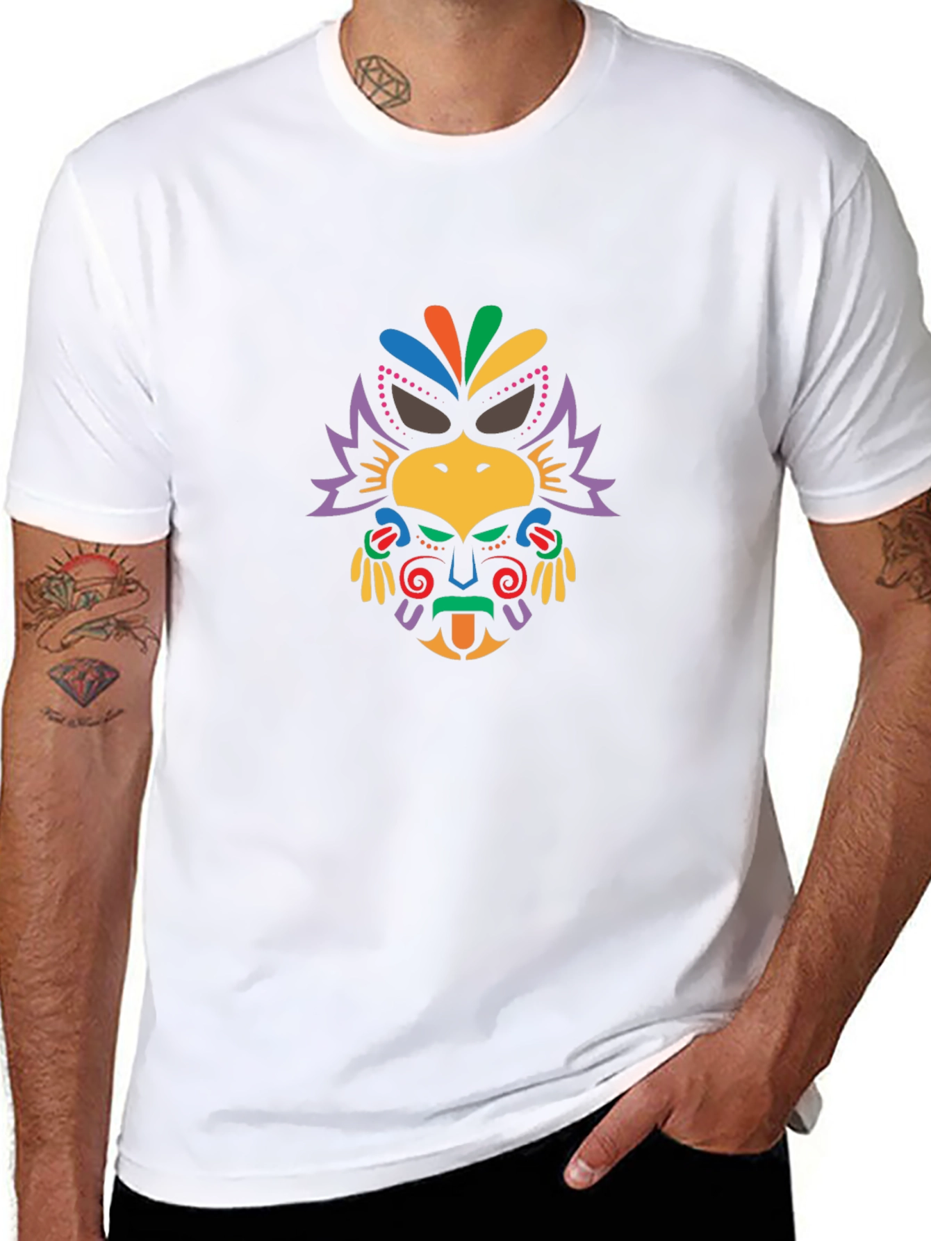 Tribal Mask Graphic Tee - Mens Black T-Shirt