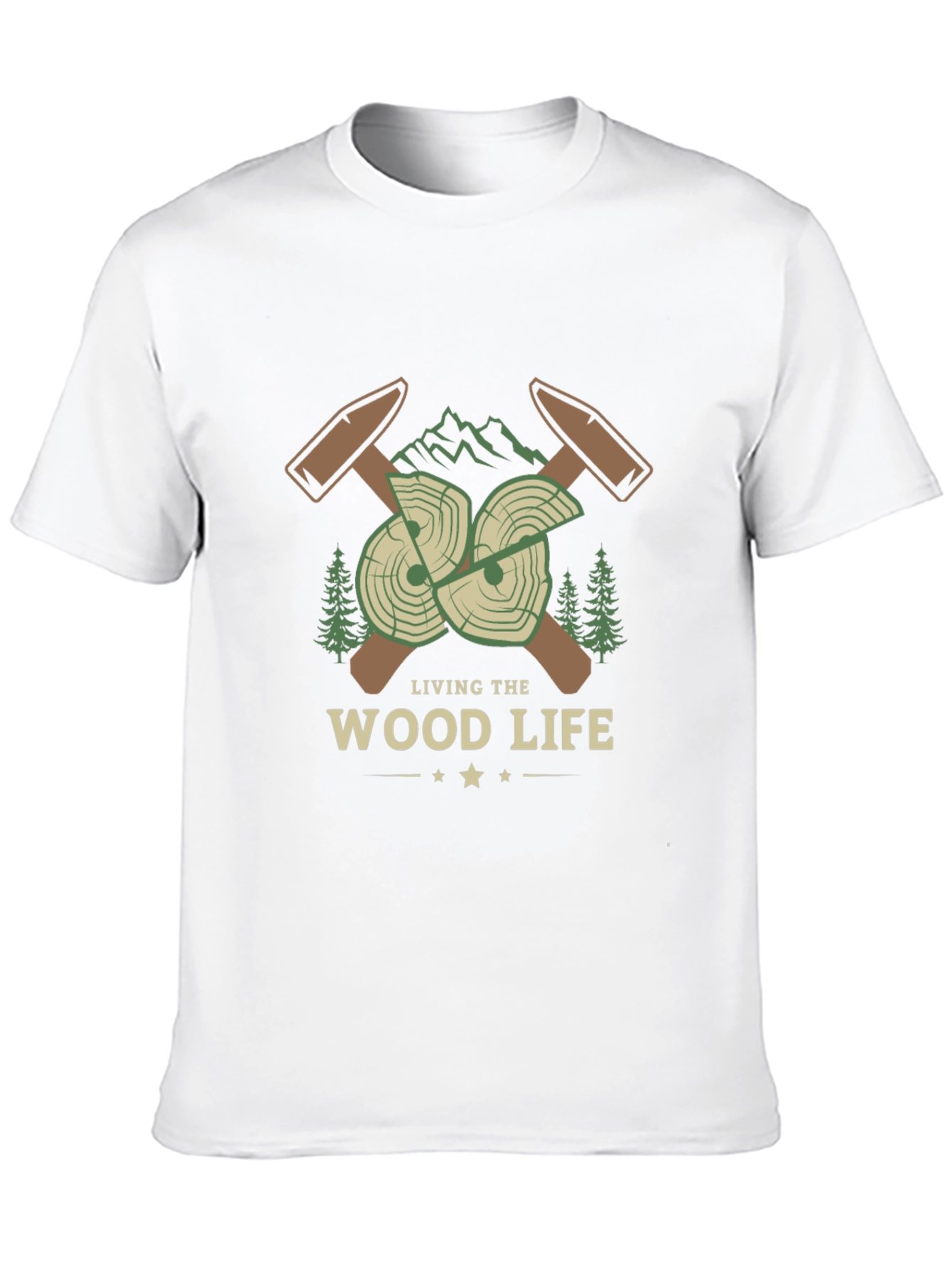 Living the Wood Life T-Shirt - Lumberjack Design