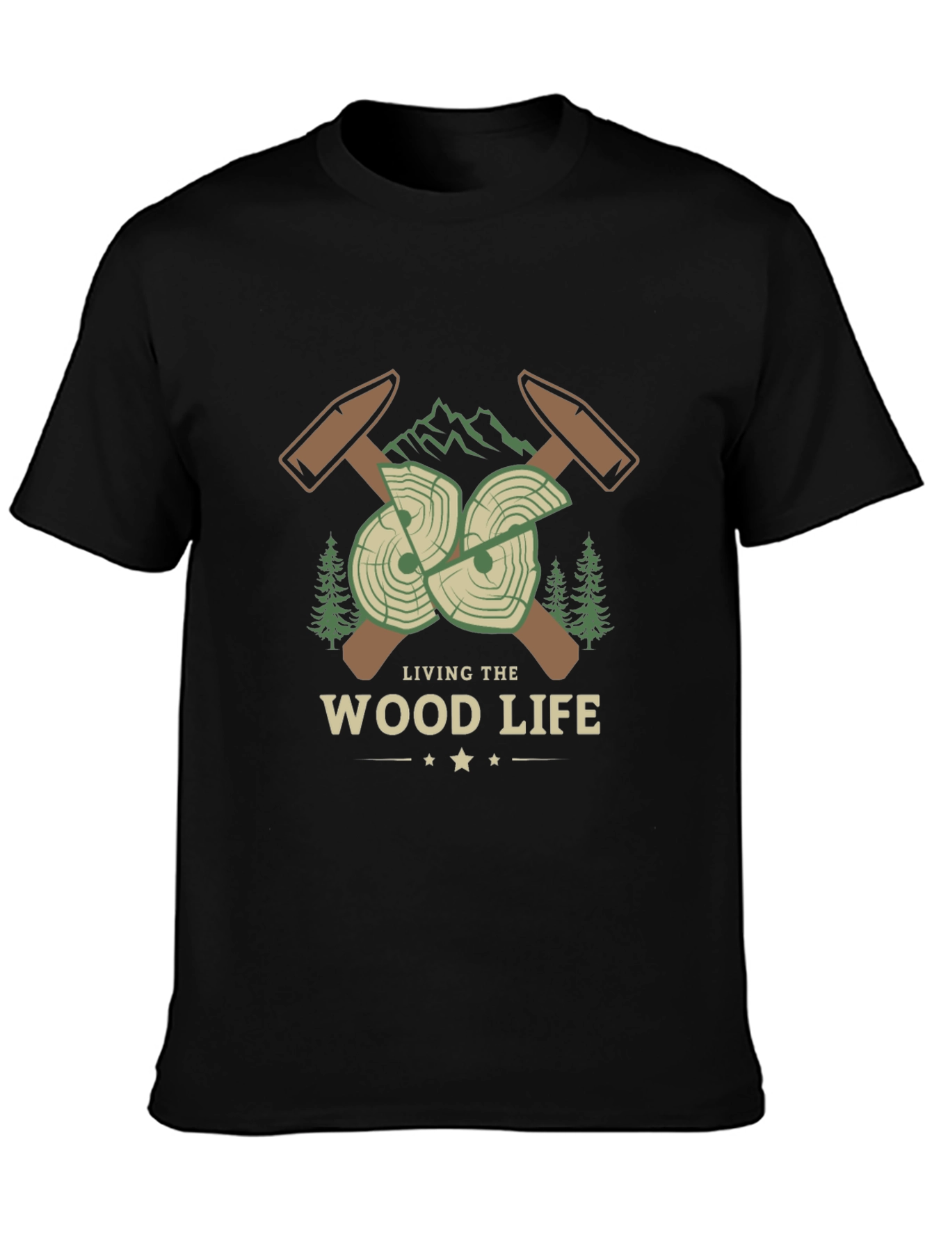 Living the Wood Life T-Shirt - Lumberjack Design