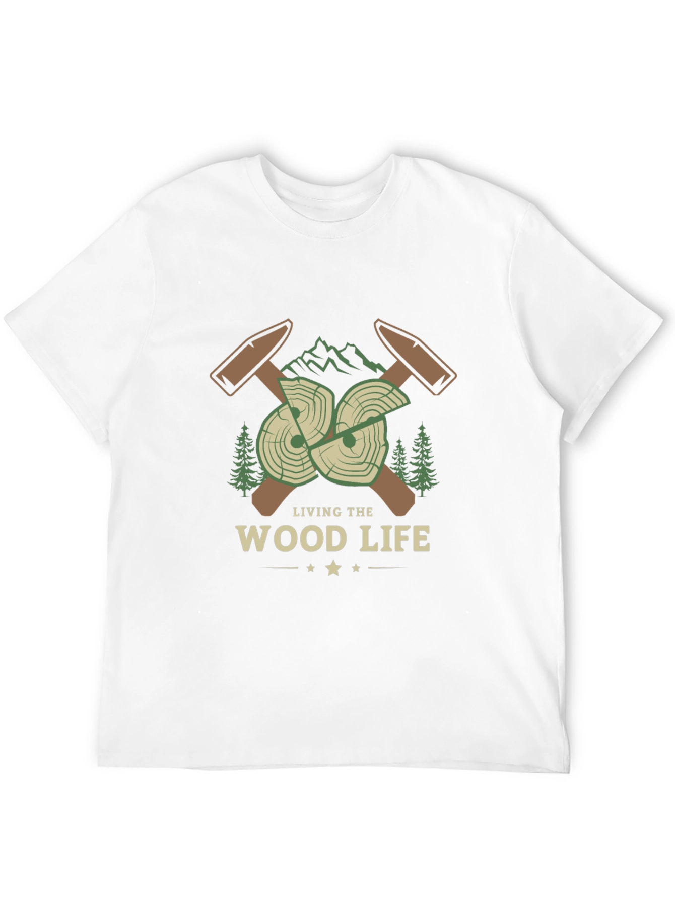 Living the Wood Life T-Shirt - Lumberjack Design