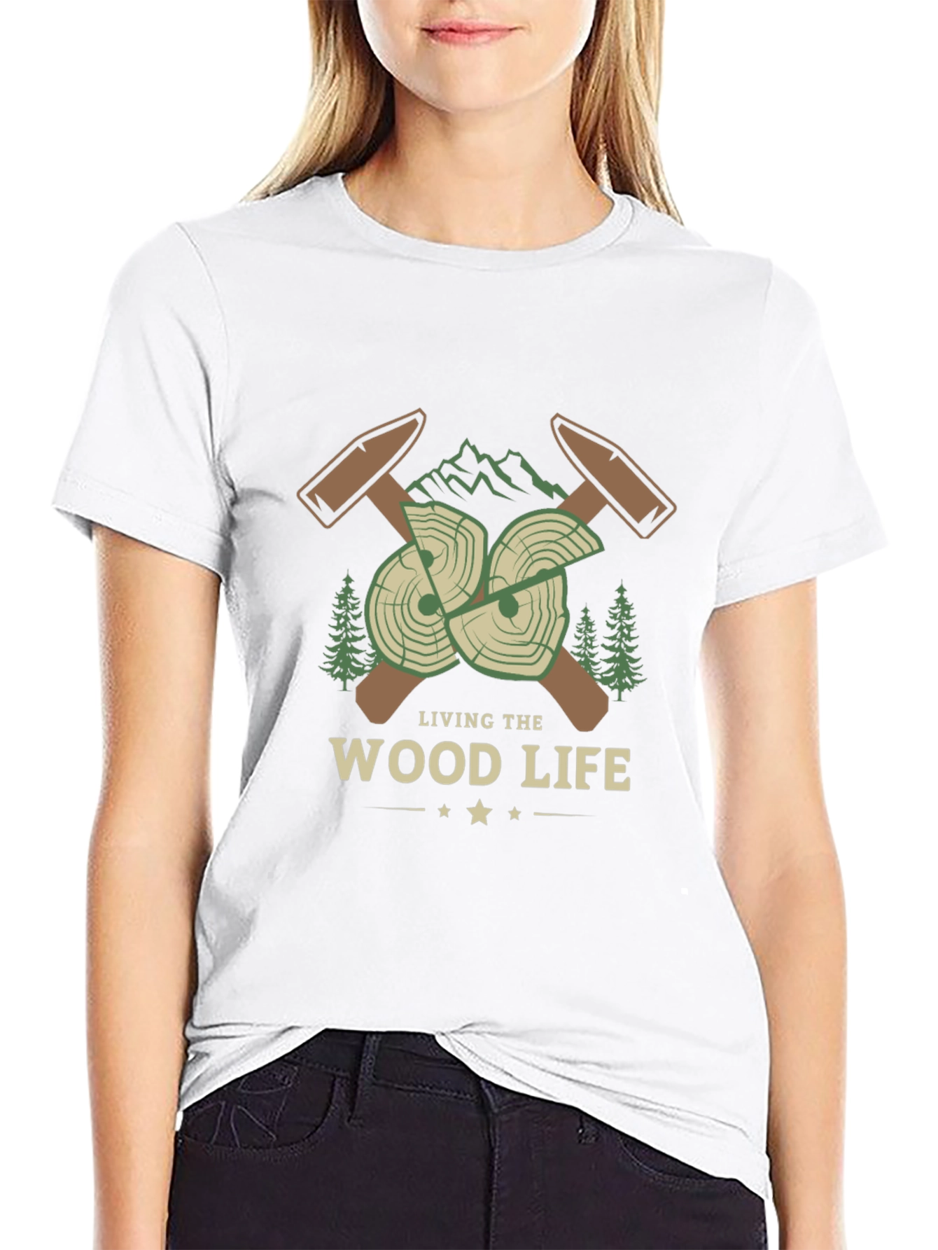 Living the Wood Life T-Shirt - Lumberjack Design