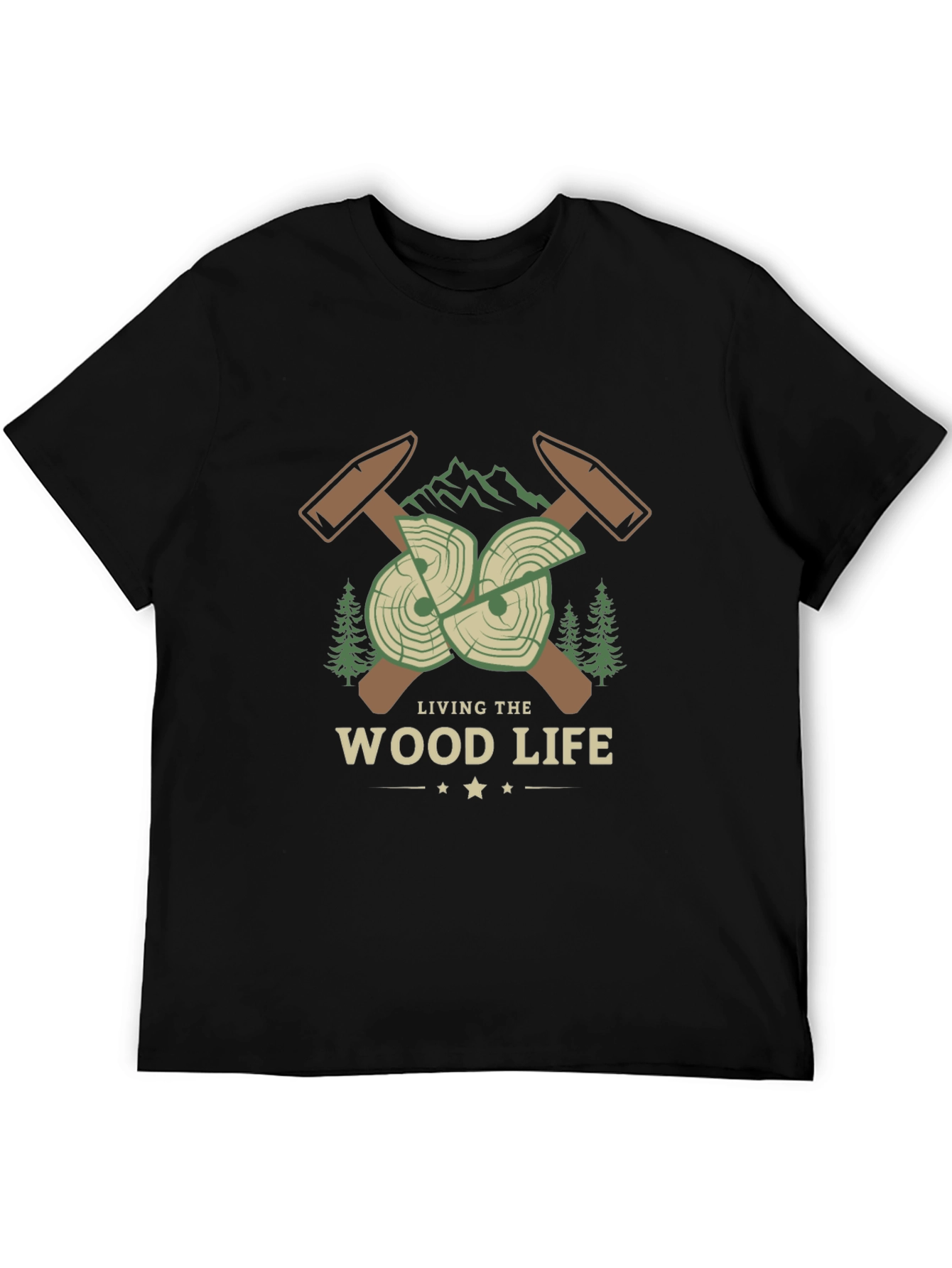 Living the Wood Life T-Shirt - Lumberjack Design