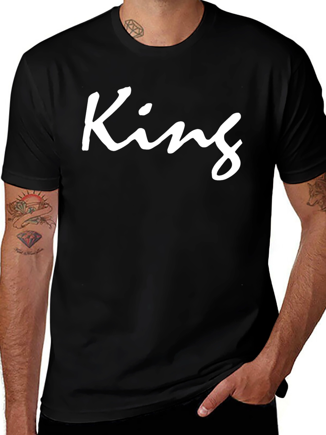 King T-Shirt - Black Crew Neck Graphic Tee