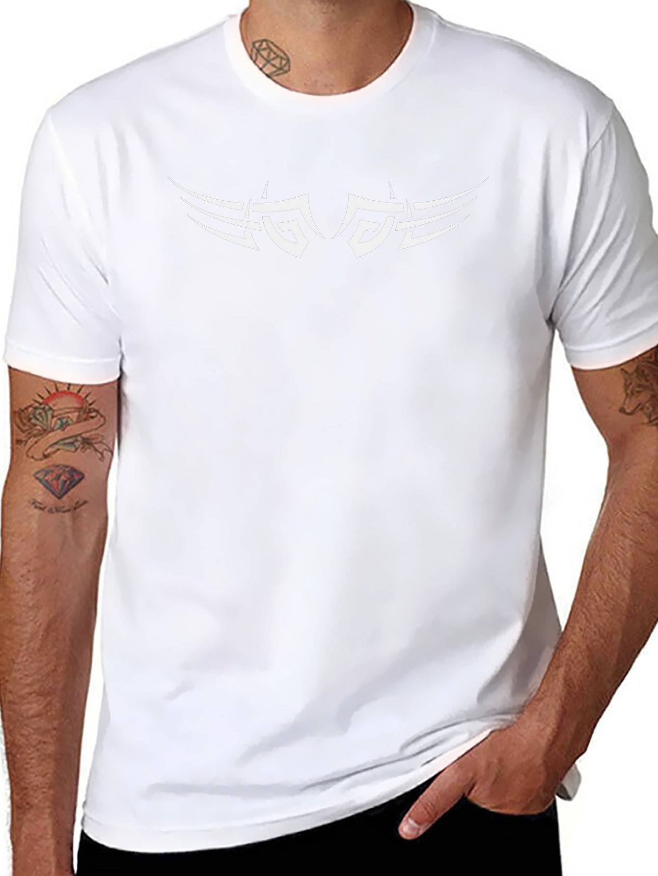 Tribal Wing Design Black Tee