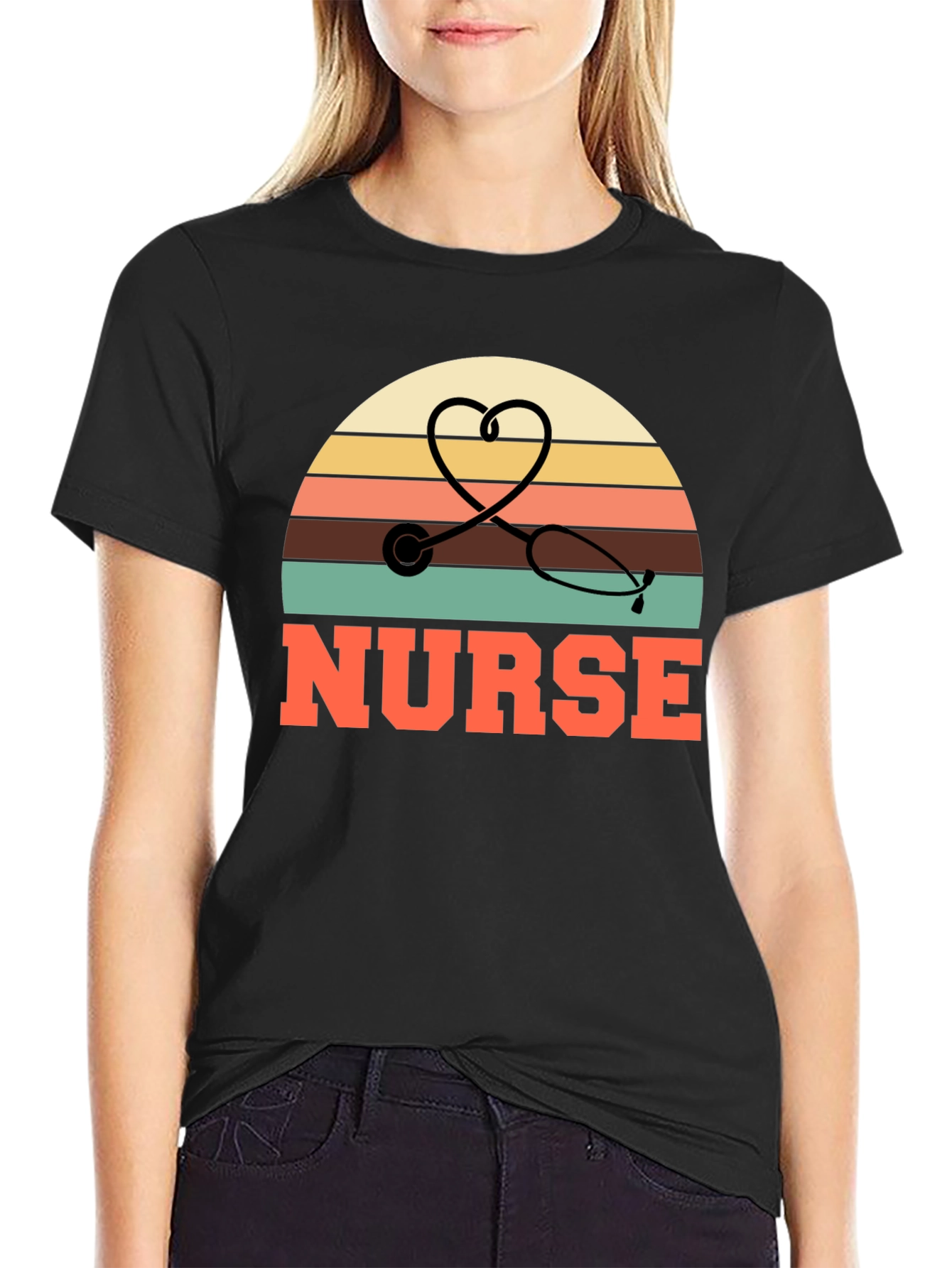 Nurse Retro Stethoscope Heart T-Shirt