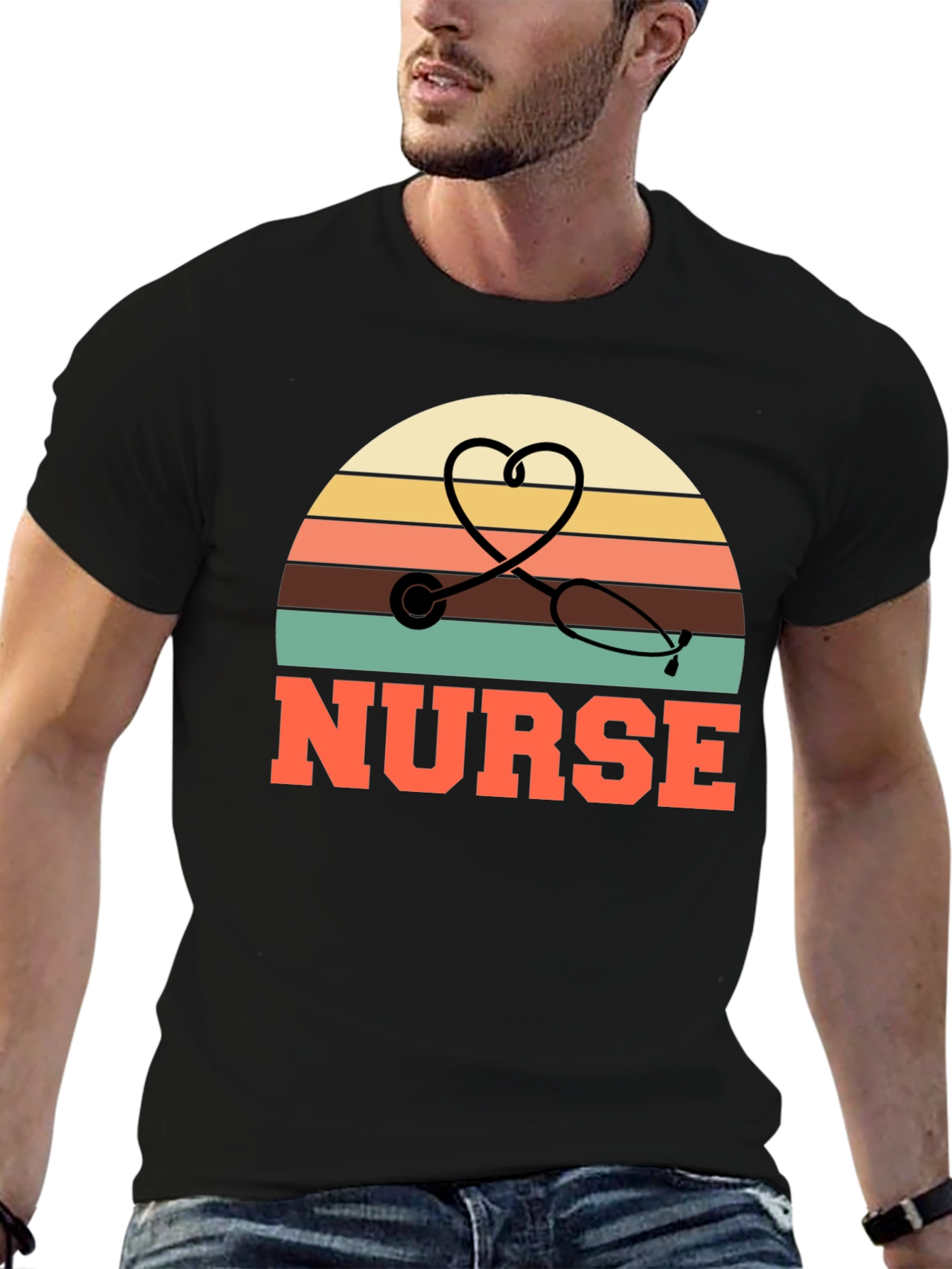 Nurse Retro Stethoscope Heart T-Shirt